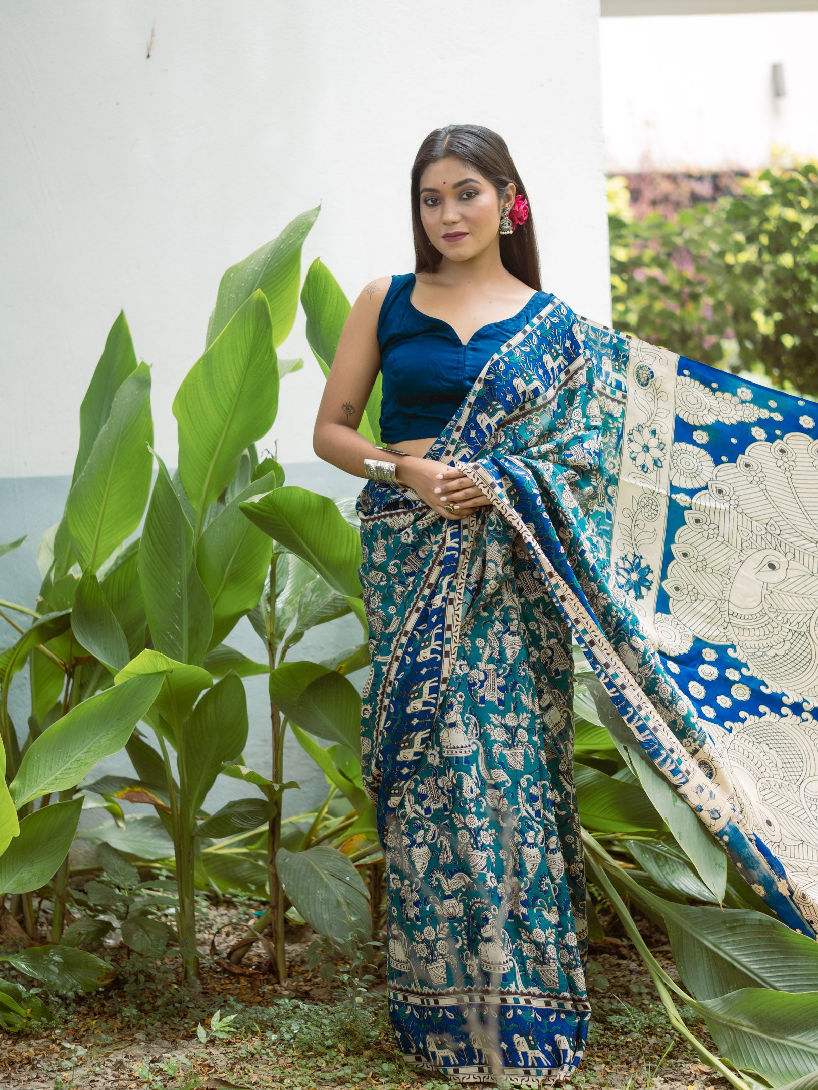 Ivory Pallu Vines Kalamkari Silk Saree