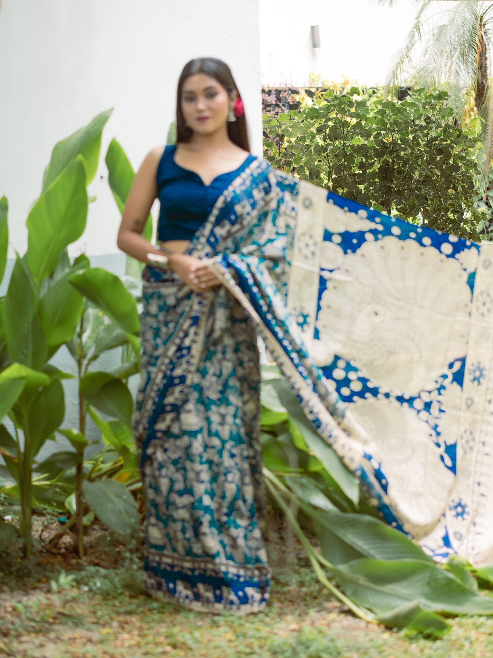 Ivory Pallu Vines Kalamkari Silk Saree