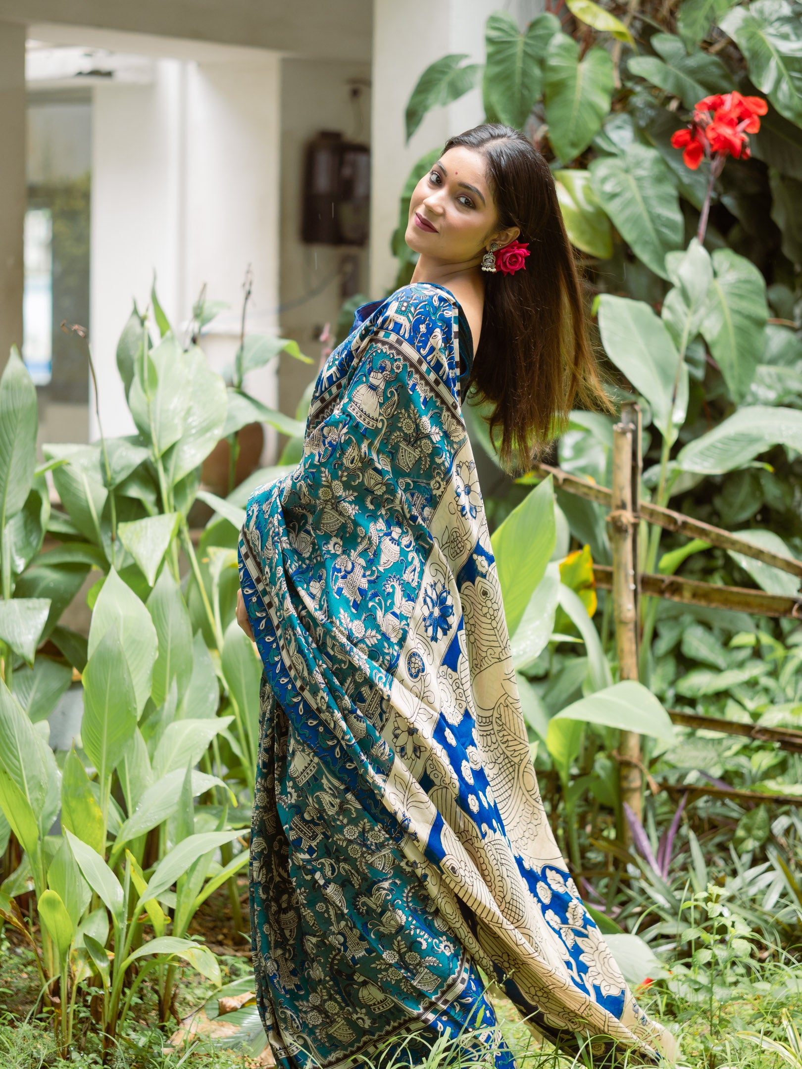 Ivory Pallu Vines Kalamkari Silk Saree