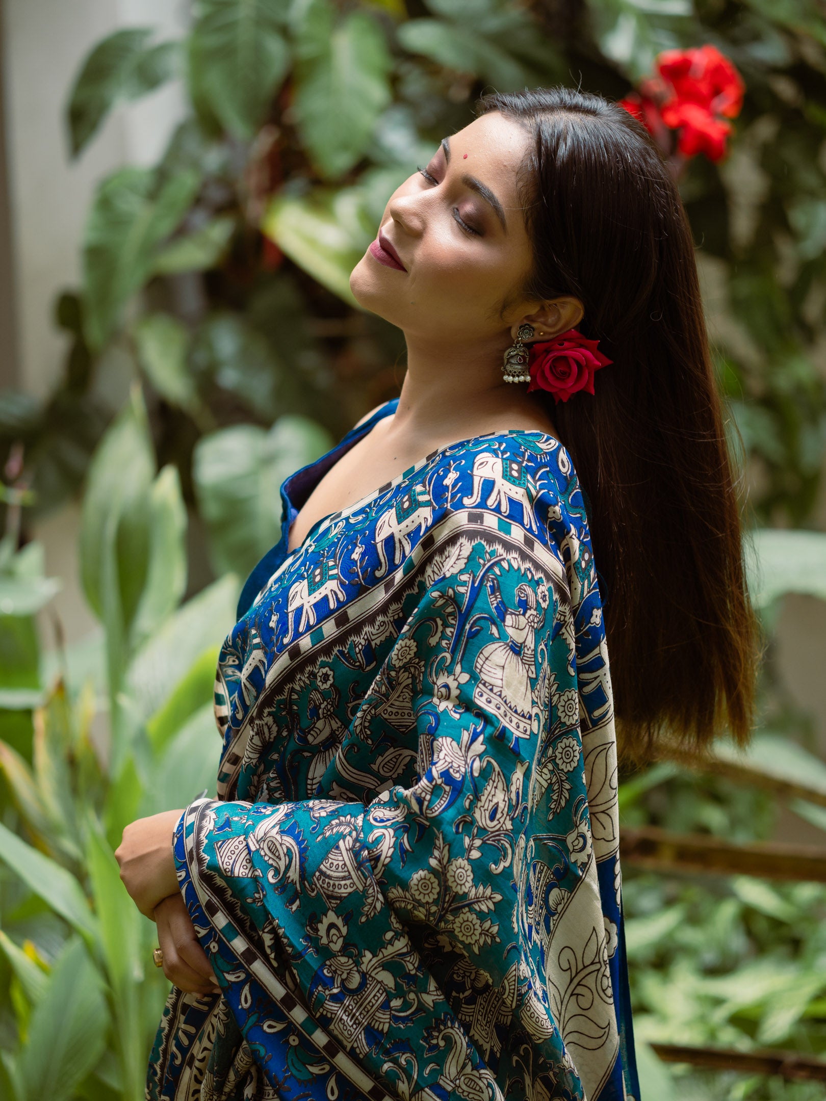 Ivory Pallu Vines Kalamkari Silk Saree
