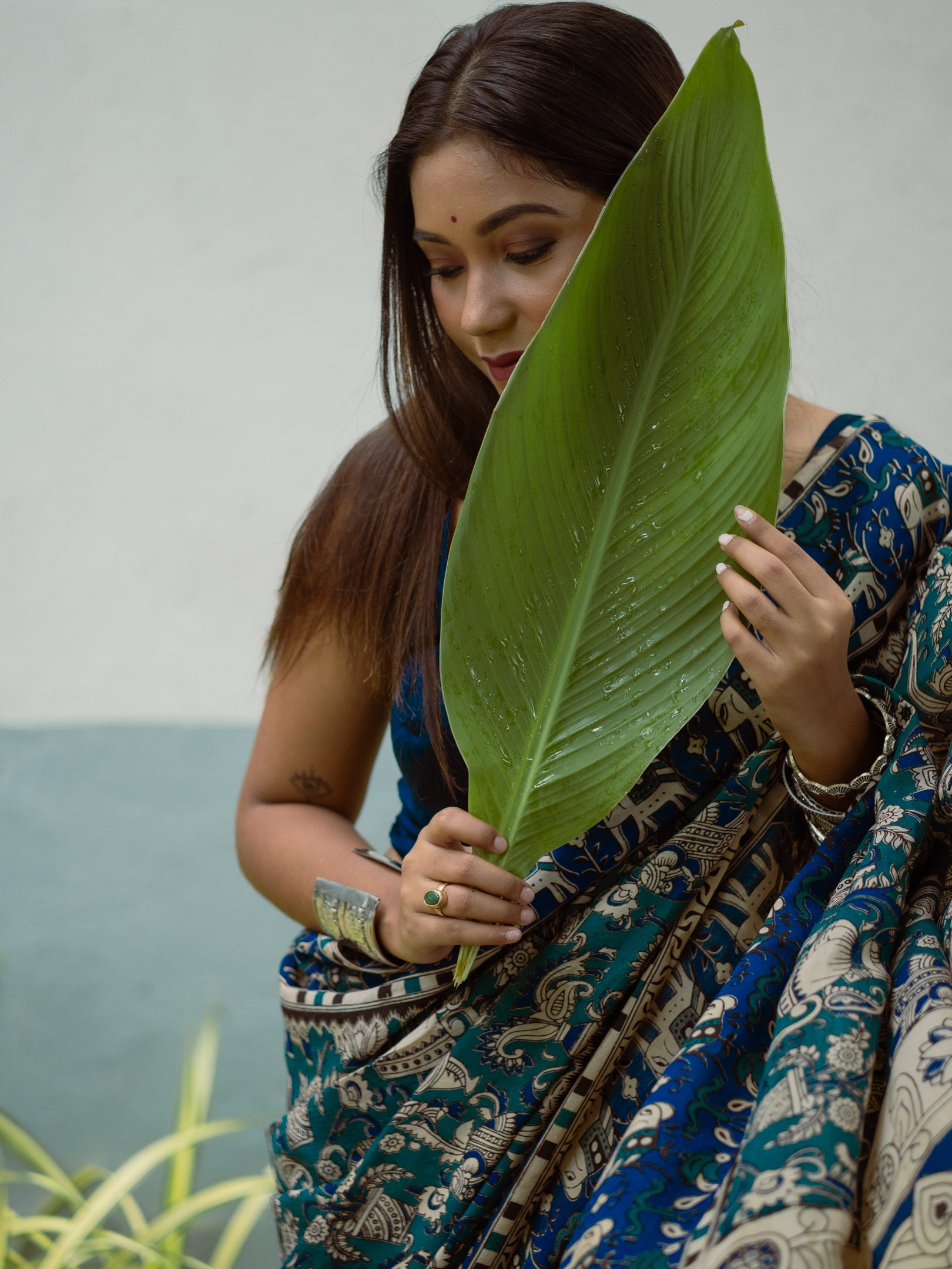 Ivory Pallu Vines Kalamkari Silk Saree