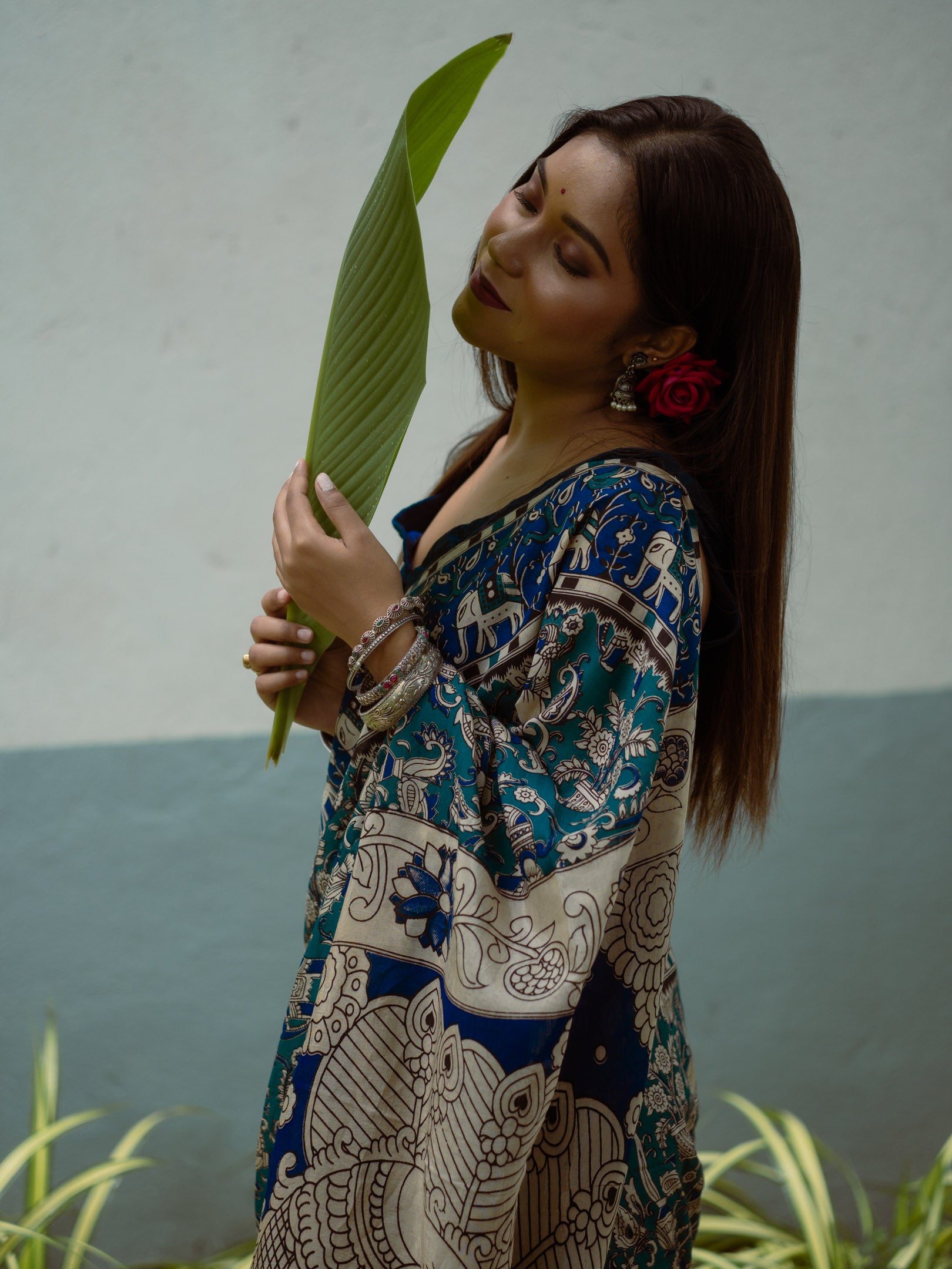 Ivory Pallu Vines Kalamkari Silk Saree
