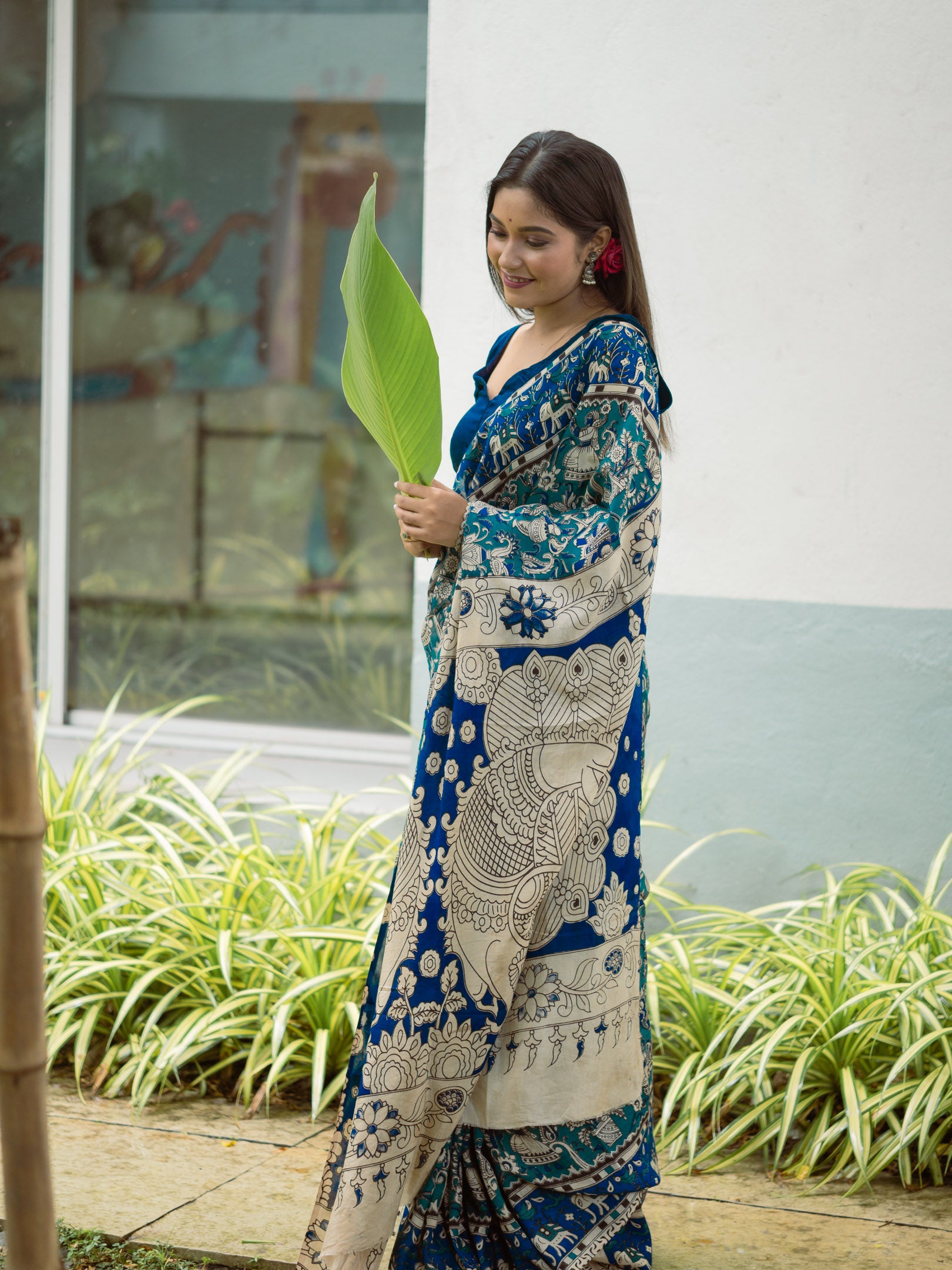 Ivory Pallu Vines Kalamkari Silk Saree