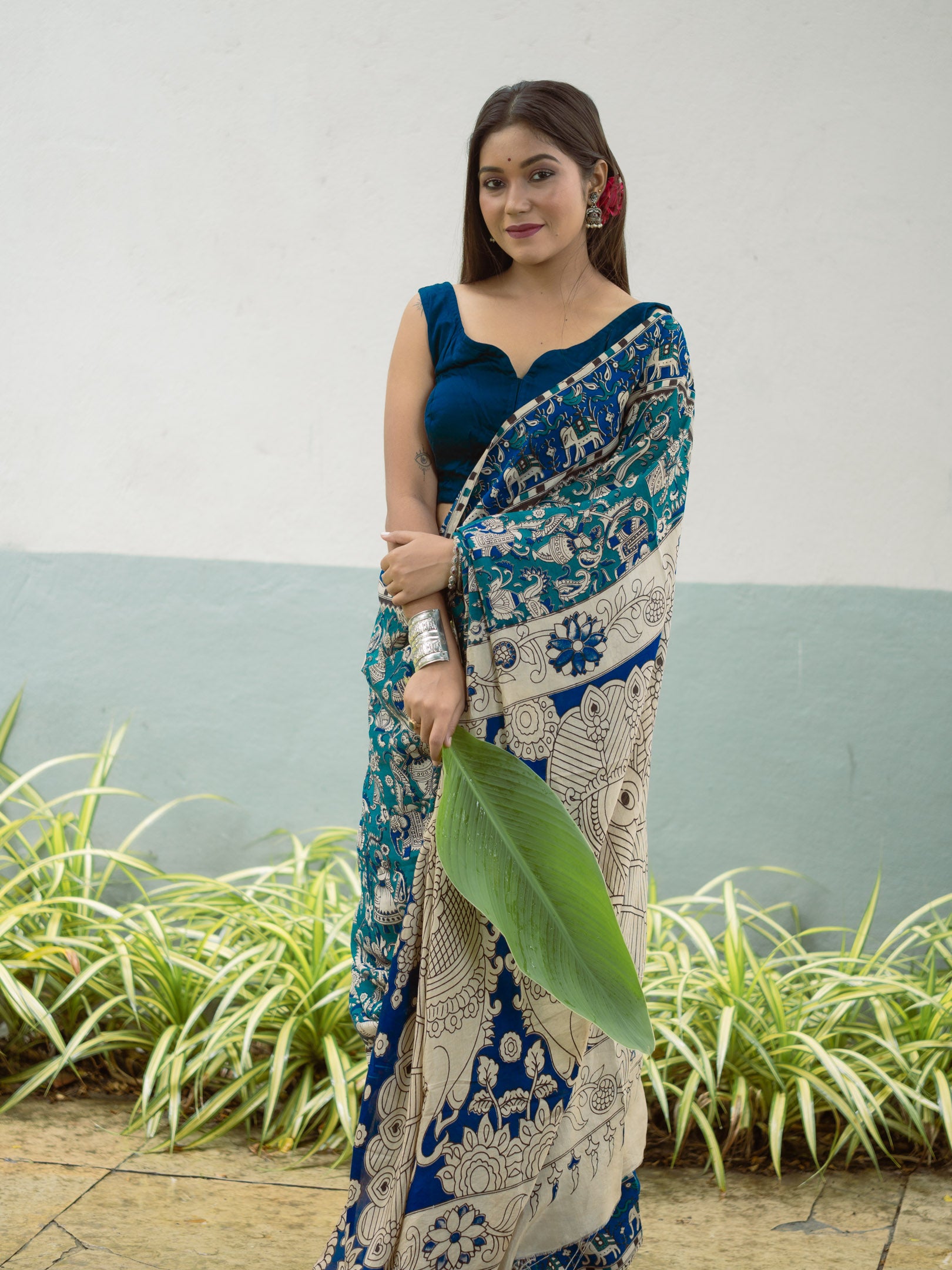 Ivory Pallu Vines Kalamkari Silk Saree