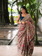 Cocoa Rose Aviary Kalamkari Cotton Saree