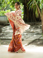 Kalamkari Silk Saree — Rust & Ivory - Uttariya