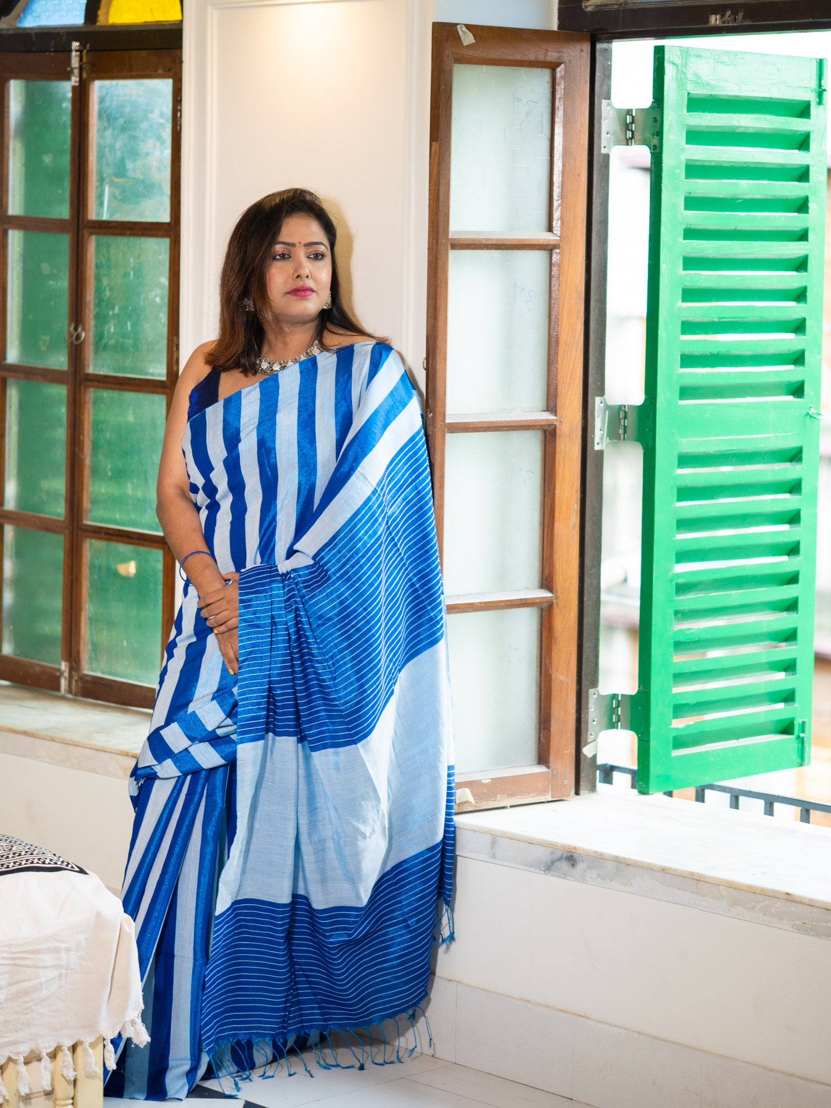 Asmani Silk Stripes Elegance Saree
