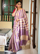 Voilet and gold Glow Silk Saree