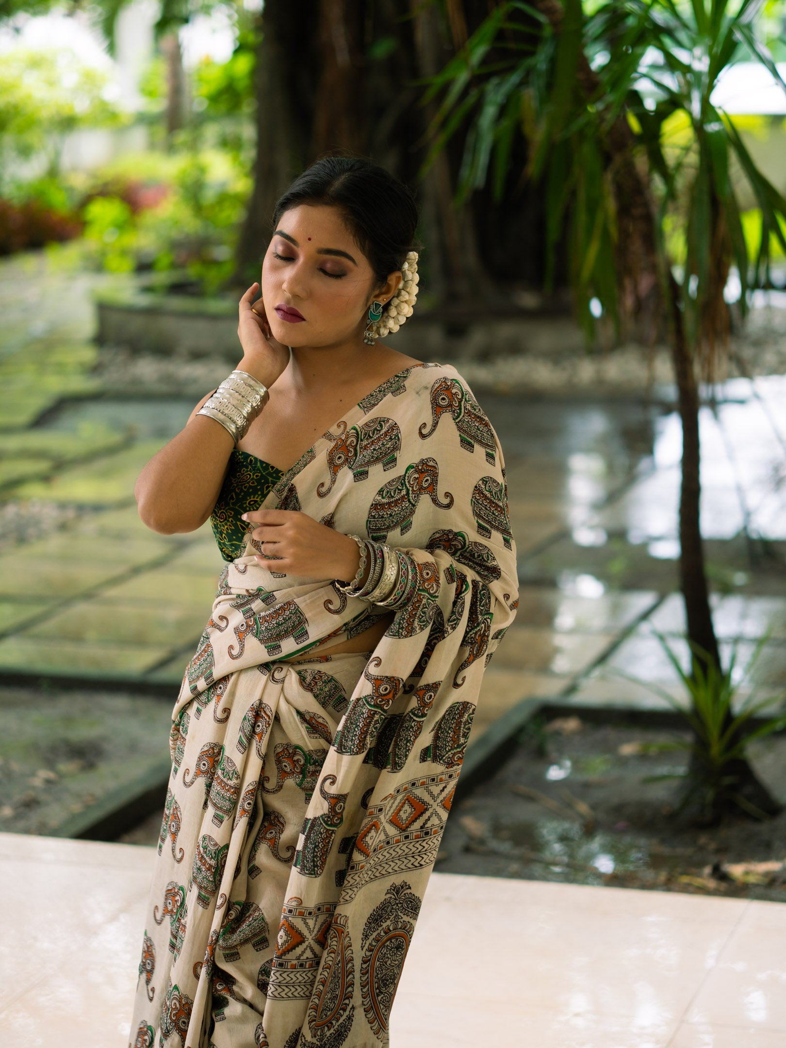 Courtyard Kalamkari Silk Sare