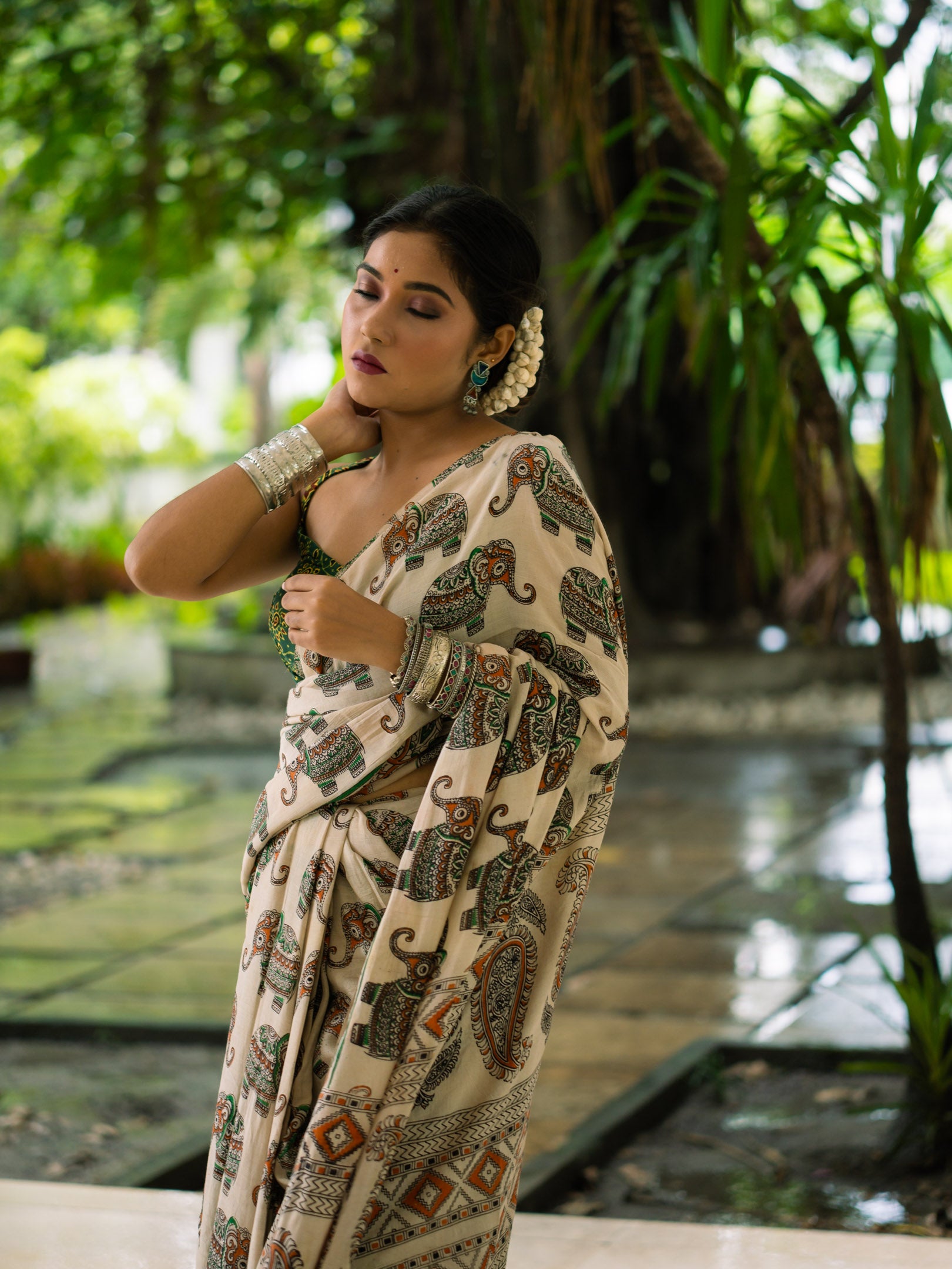 Courtyard Kalamkari Silk Sare