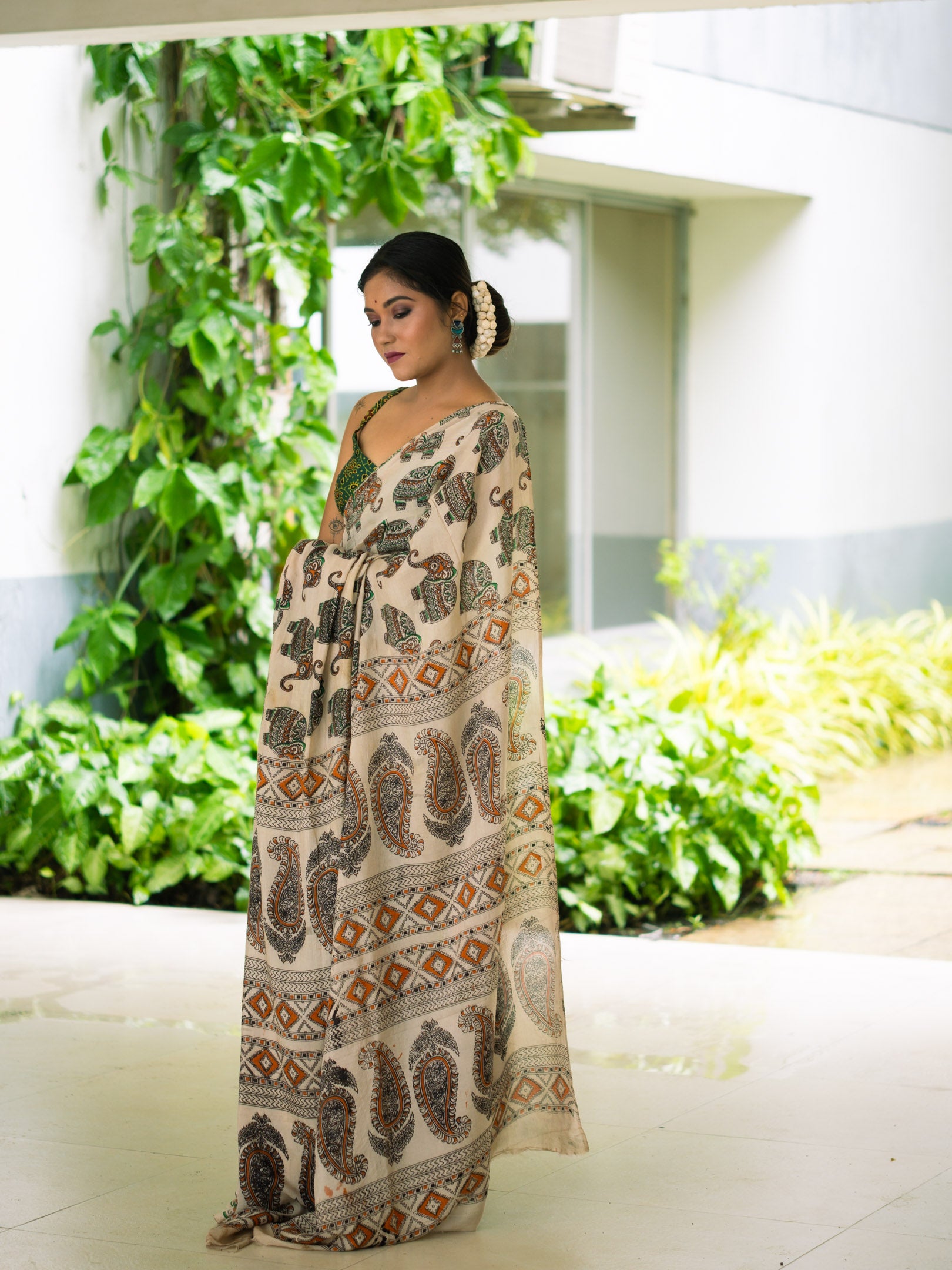 Courtyard Kalamkari Silk Sare