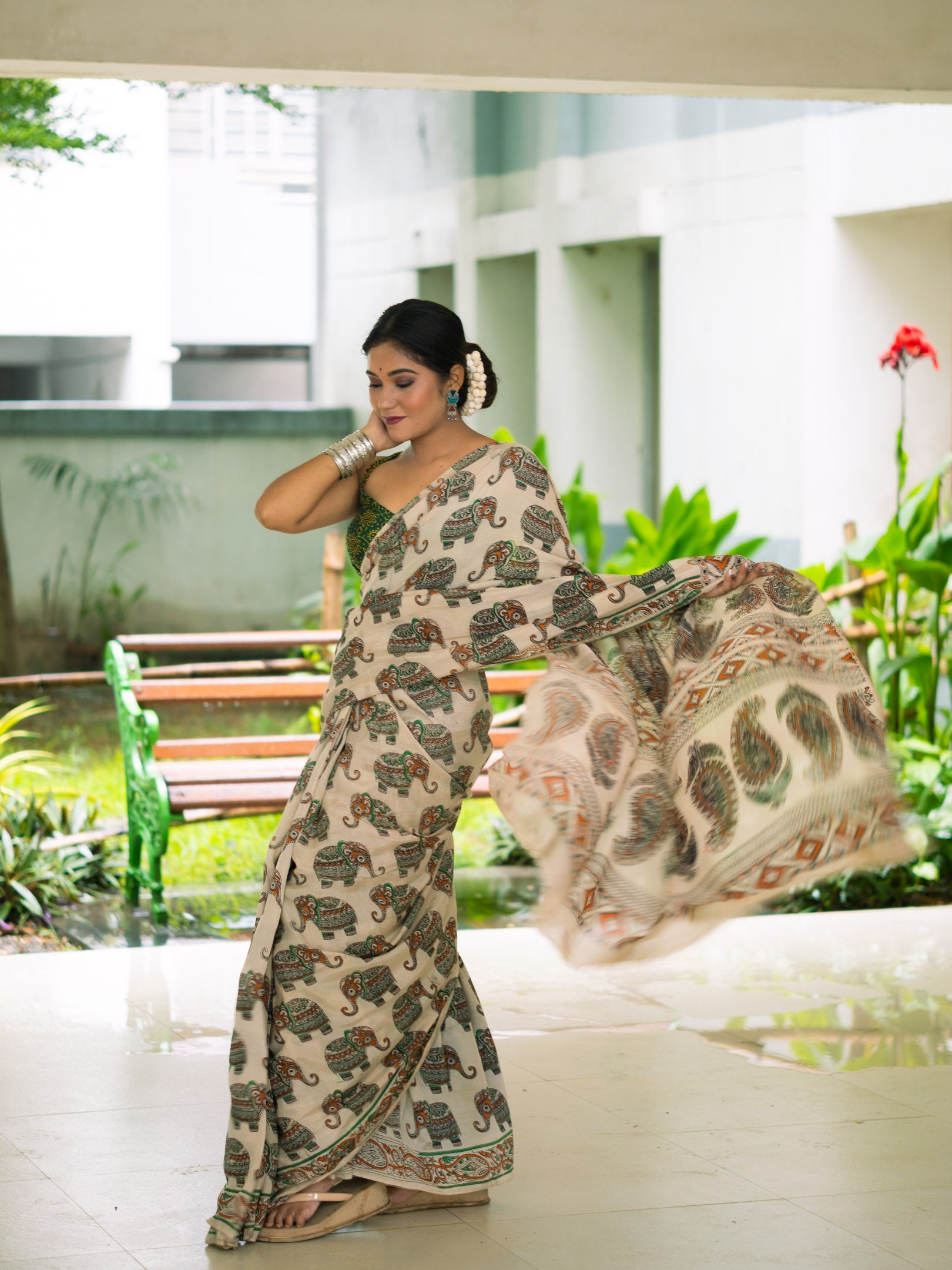 Courtyard Kalamkari Silk Sare