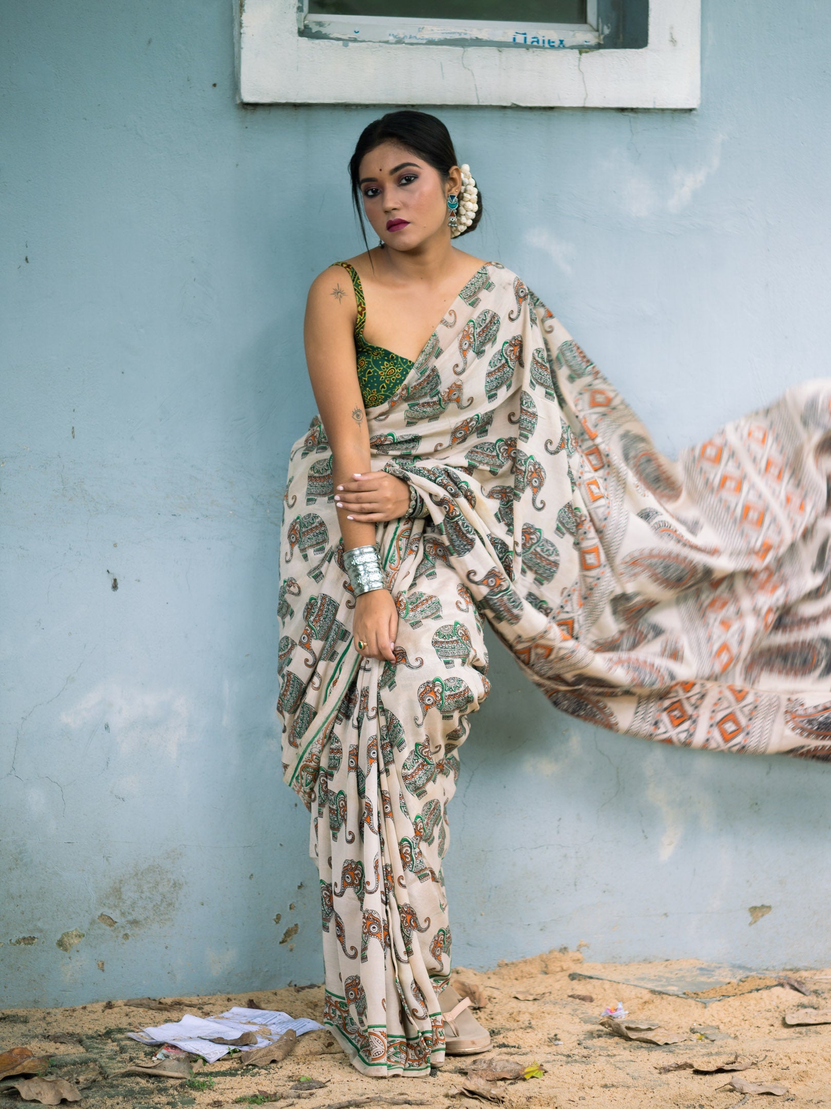 Courtyard Kalamkari Silk Sare