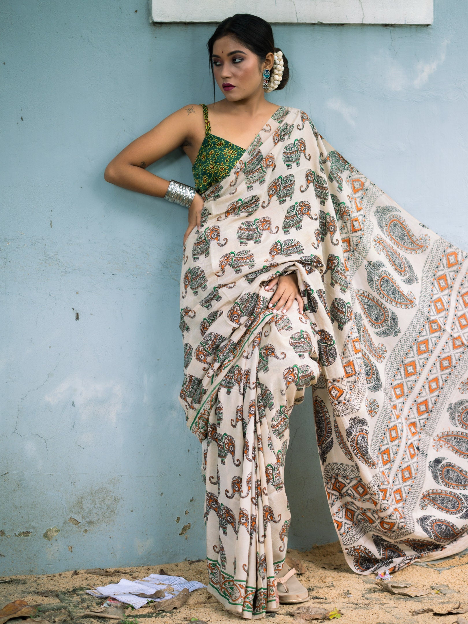 Courtyard Kalamkari Silk Sare