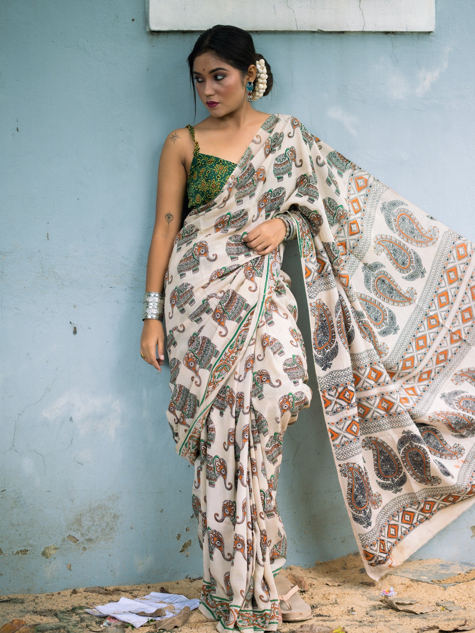 Courtyard Kalamkari Silk Sare