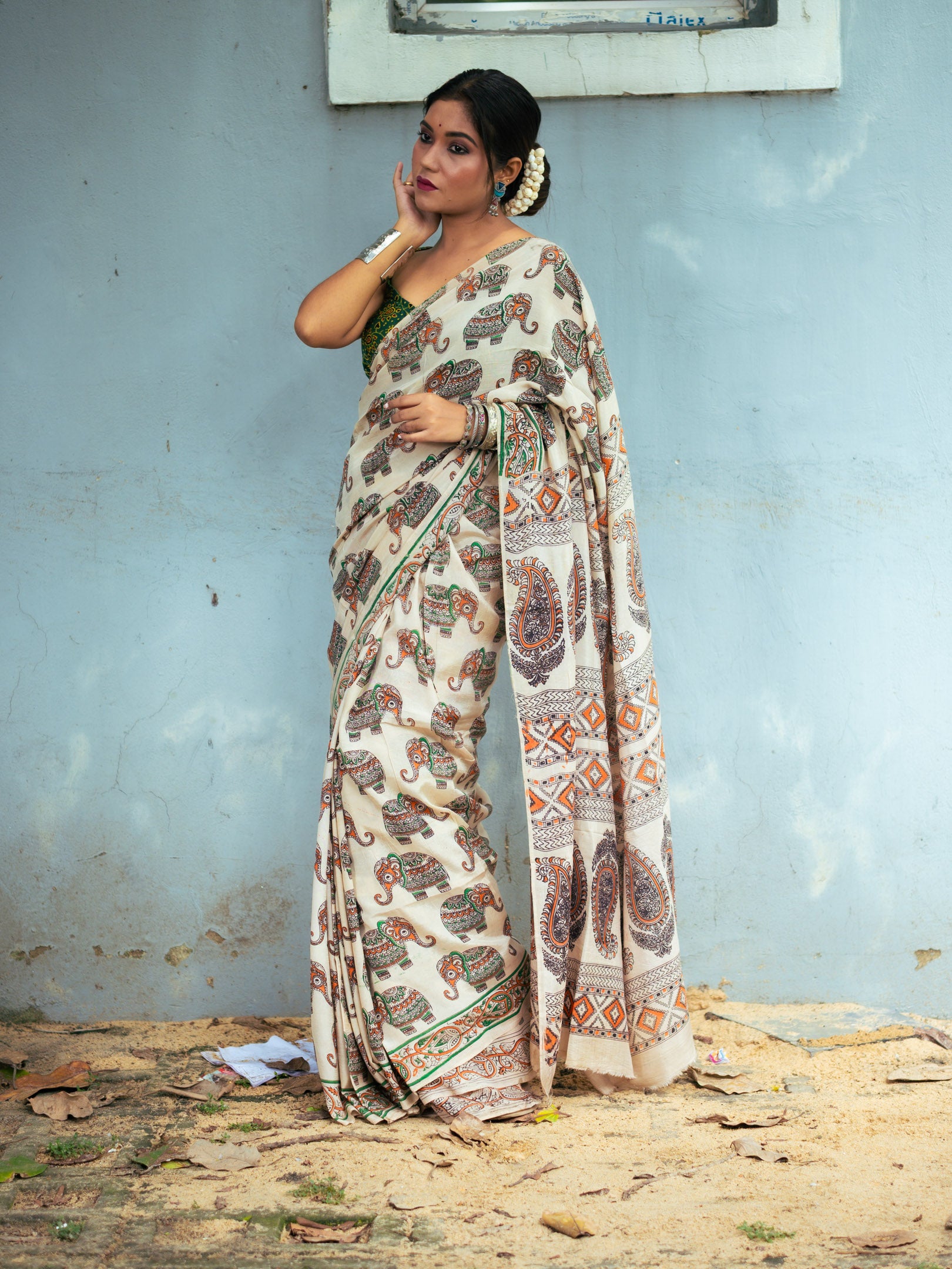 Courtyard Kalamkari Silk Sare