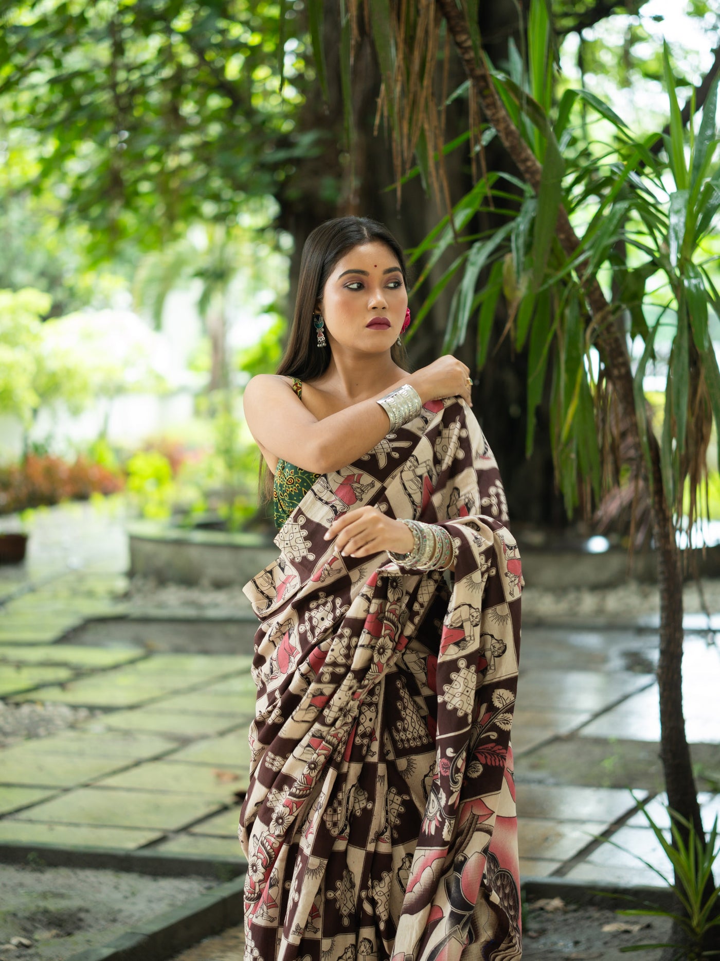 Kalamkari Cotton Saree — Cocoa Rose