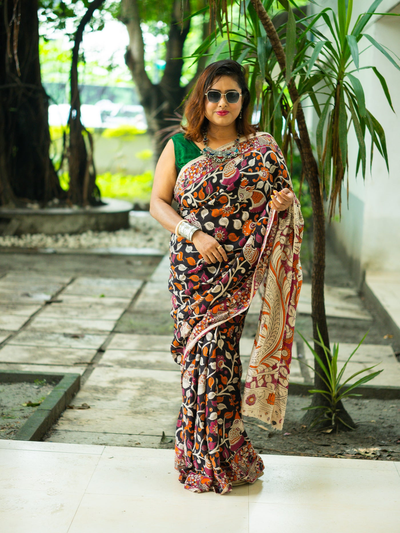 Kavitha Kalamkari Cotton Saree - Uttariya