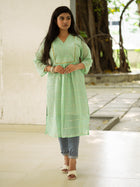 Sea Green Sequance Flare Cotton Kurta
