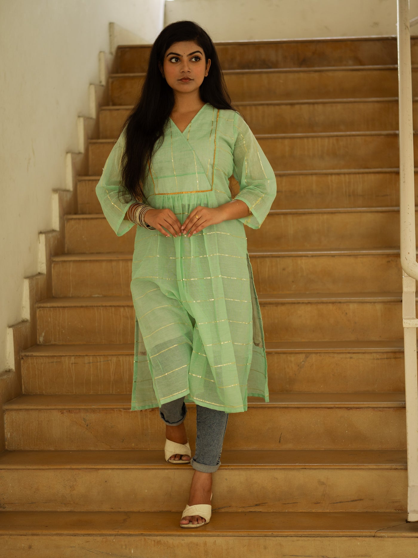 Sea Mist Sequence Cotton Dress