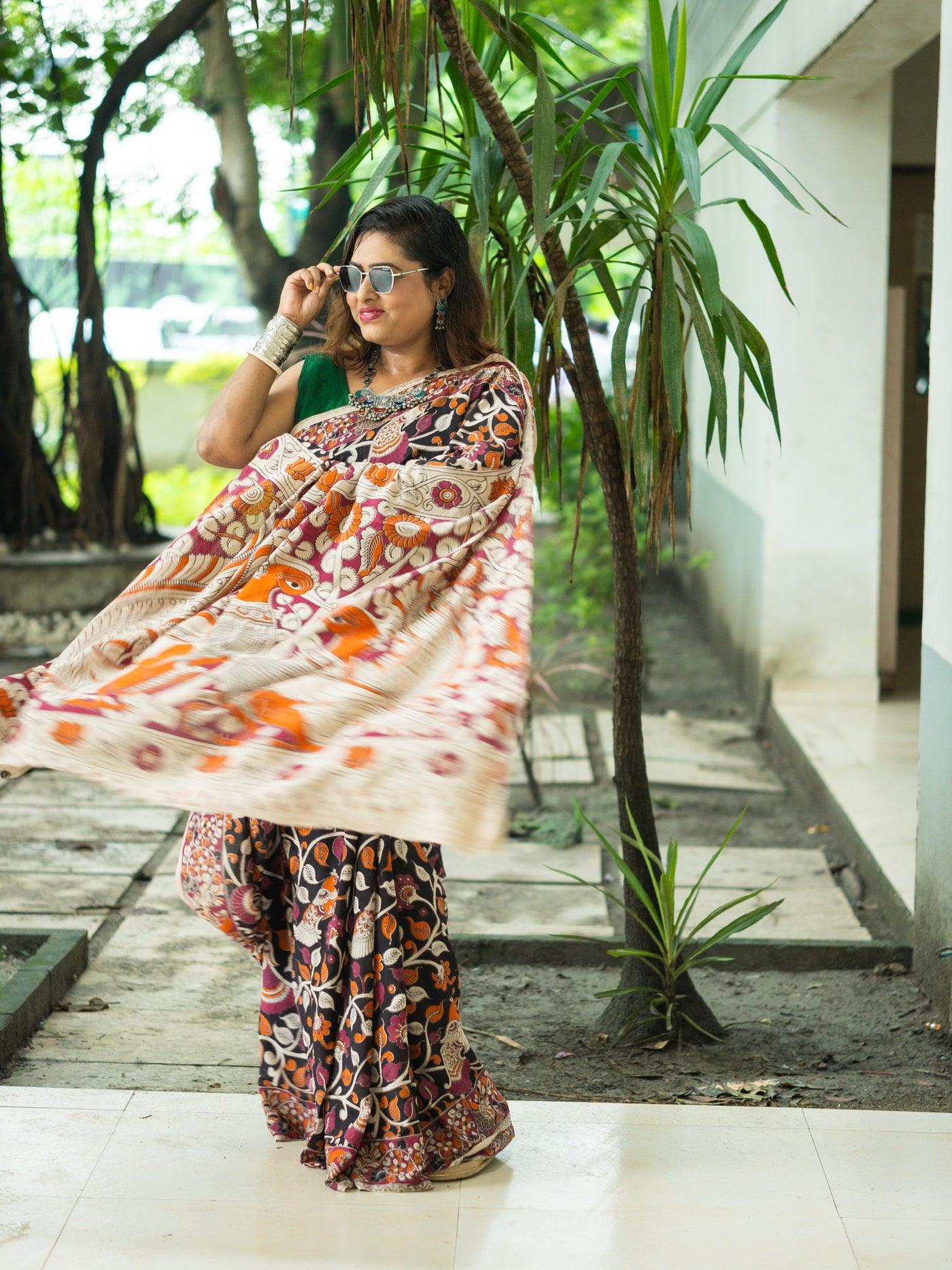 Kavitha Kalamkari Cotton Saree - Uttariya