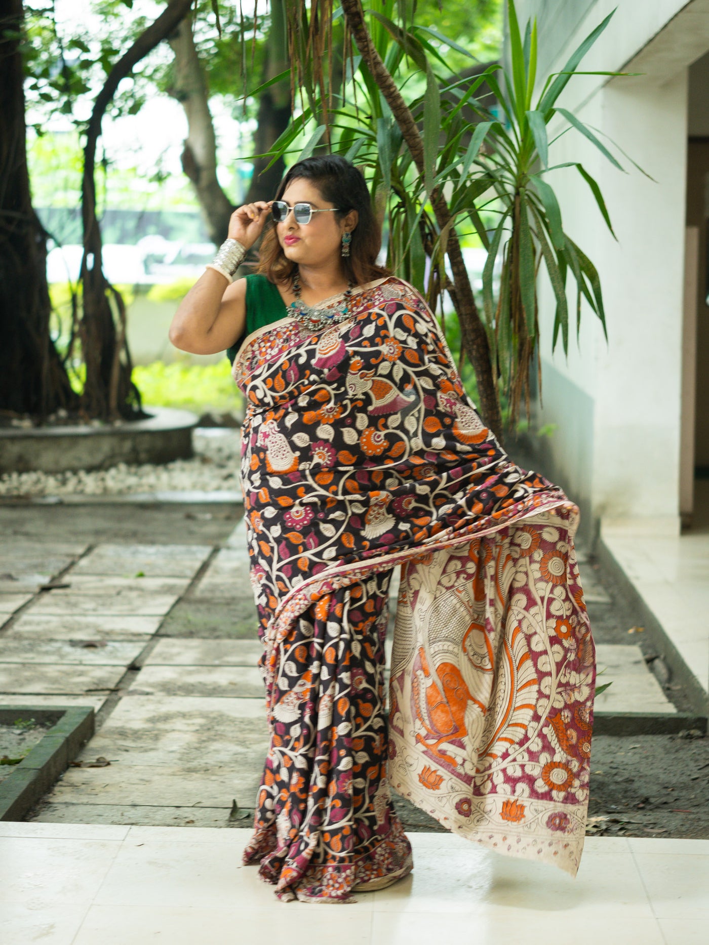 Kavitha Kalamkari Cotton Saree - Uttariya