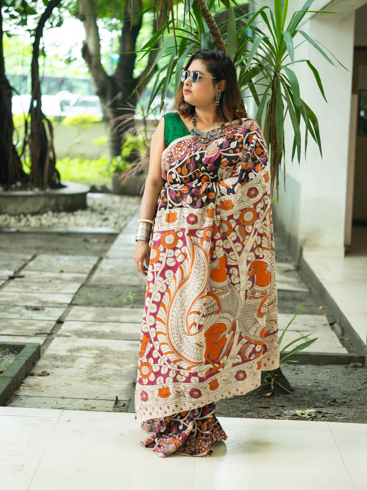 Kavitha Kalamkari Cotton Saree - Uttariya