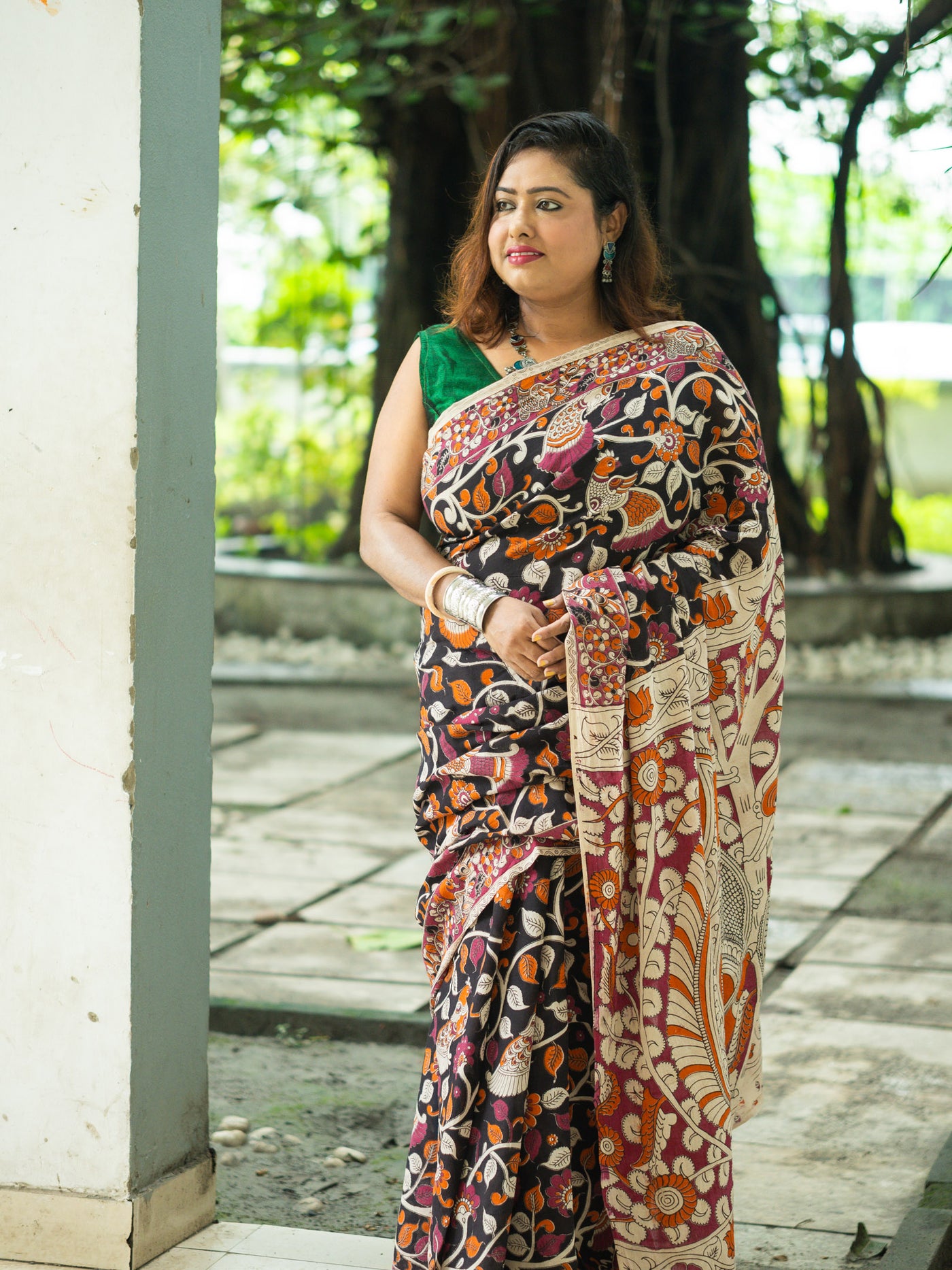 Kavitha Kalamkari Cotton Saree - Uttariya