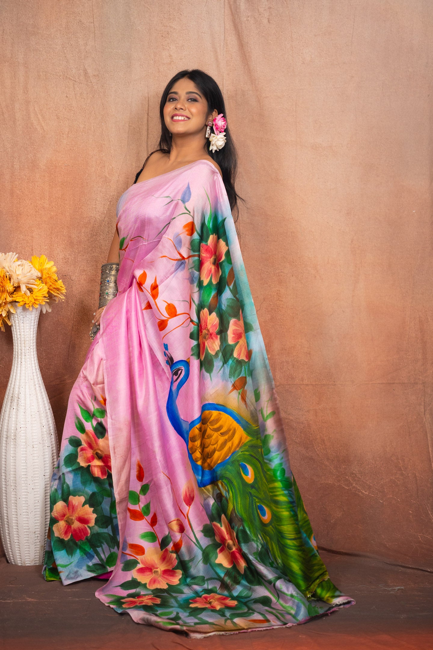 Morni Pure hand painted Saree