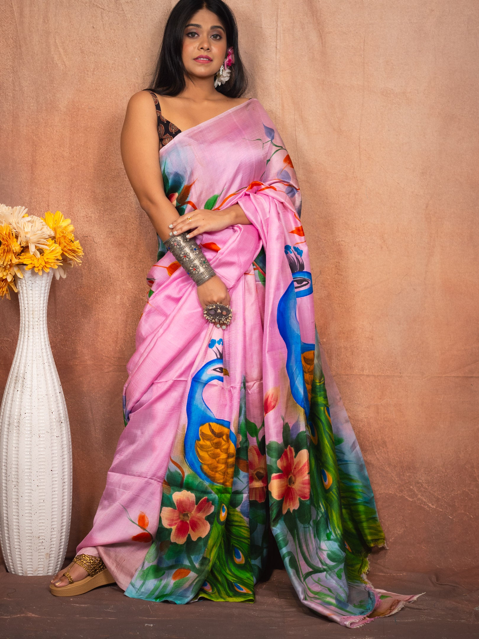 Morni Pure hand painted Saree