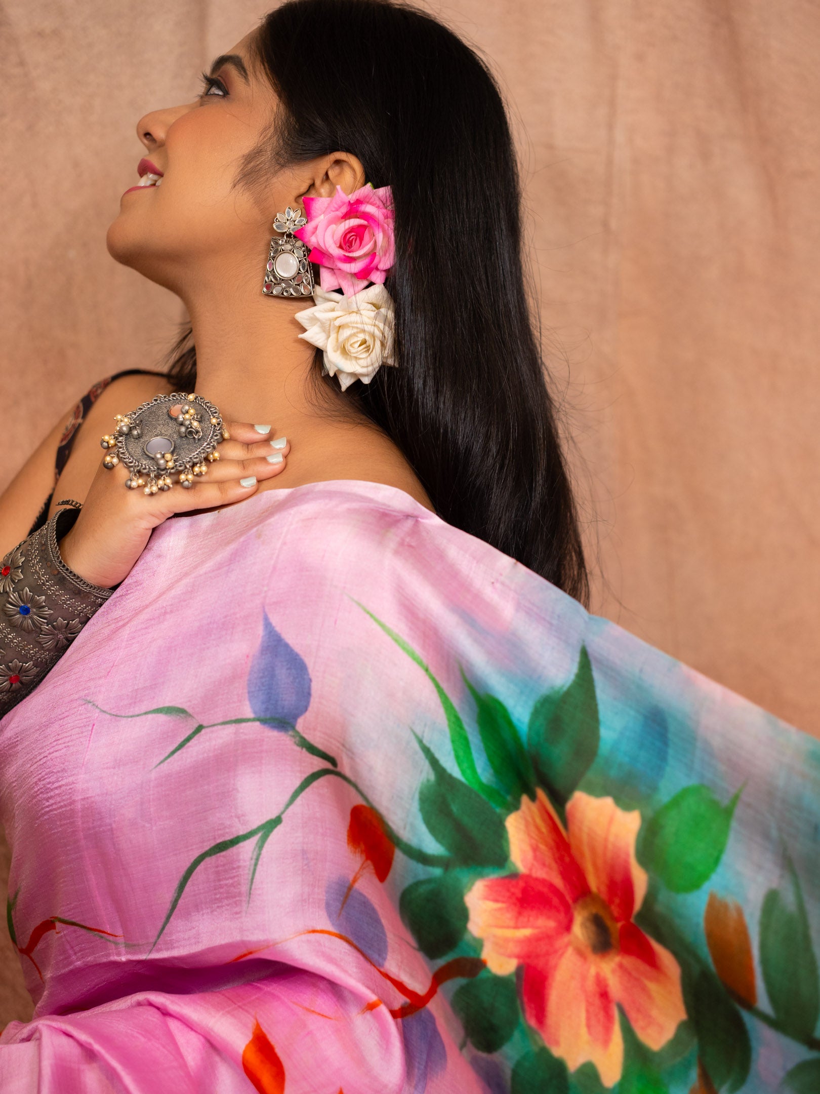 Morni Pure hand painted Saree