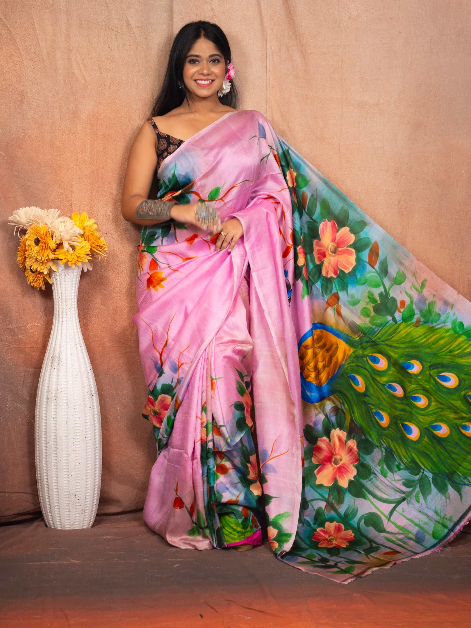 Morni Pure hand painted Saree