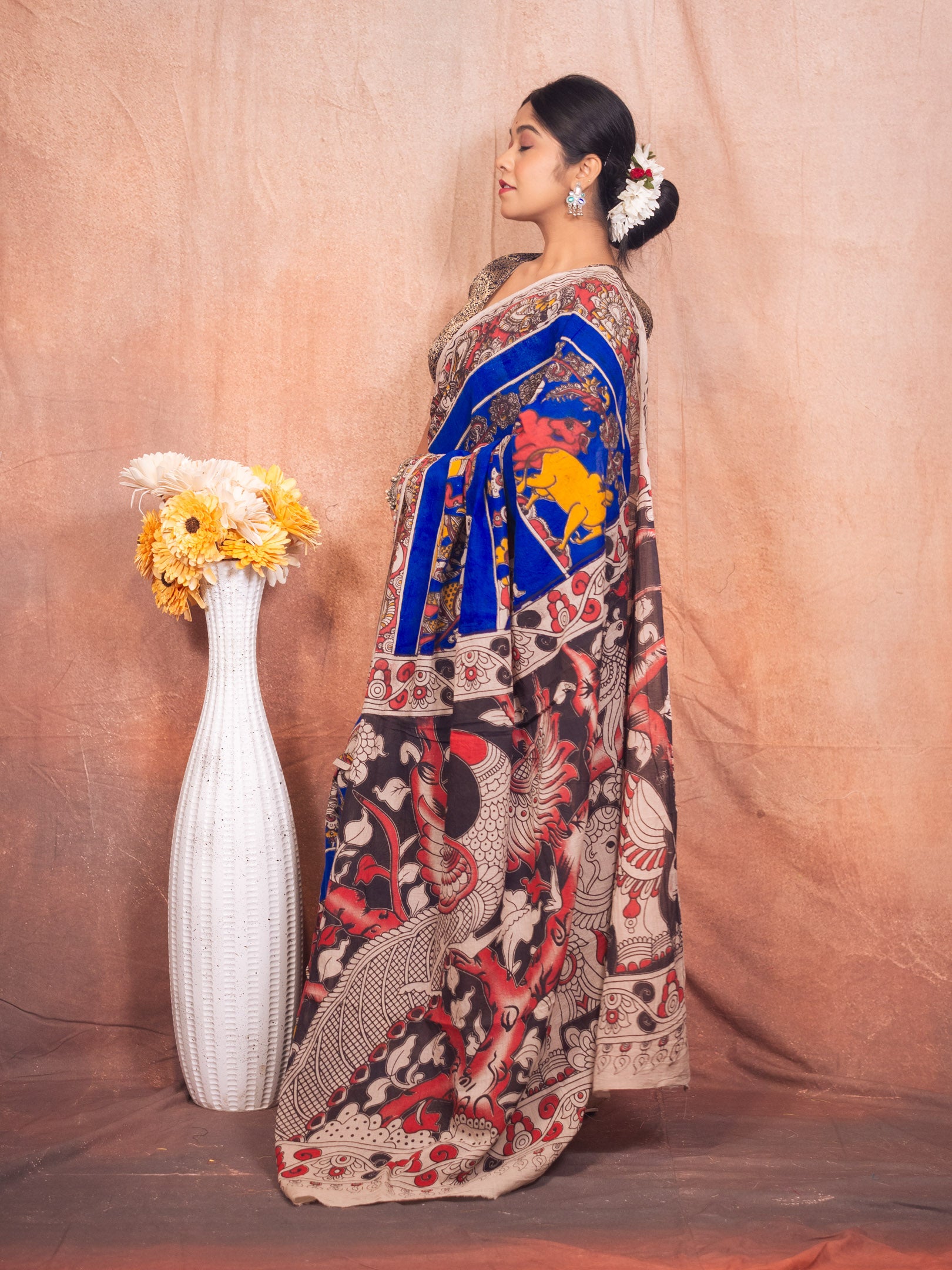 Aviary Kalamkari Cotton Saree