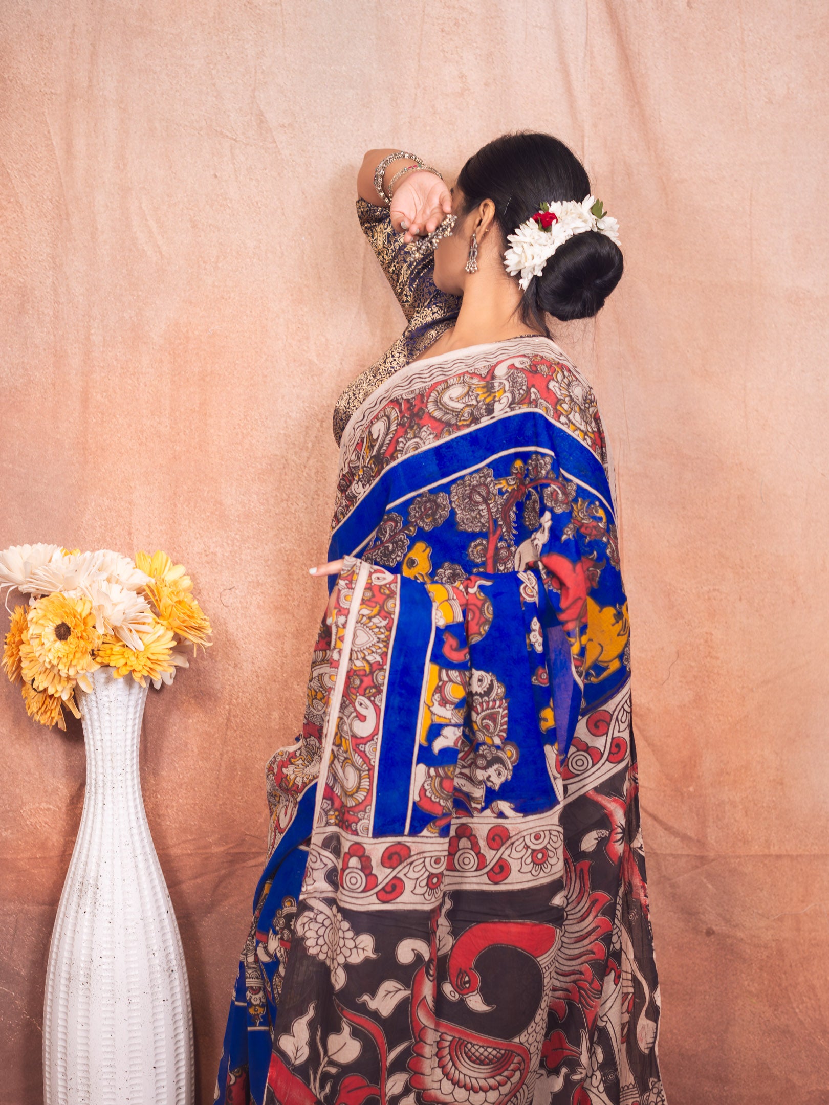 Aviary Kalamkari Cotton Saree