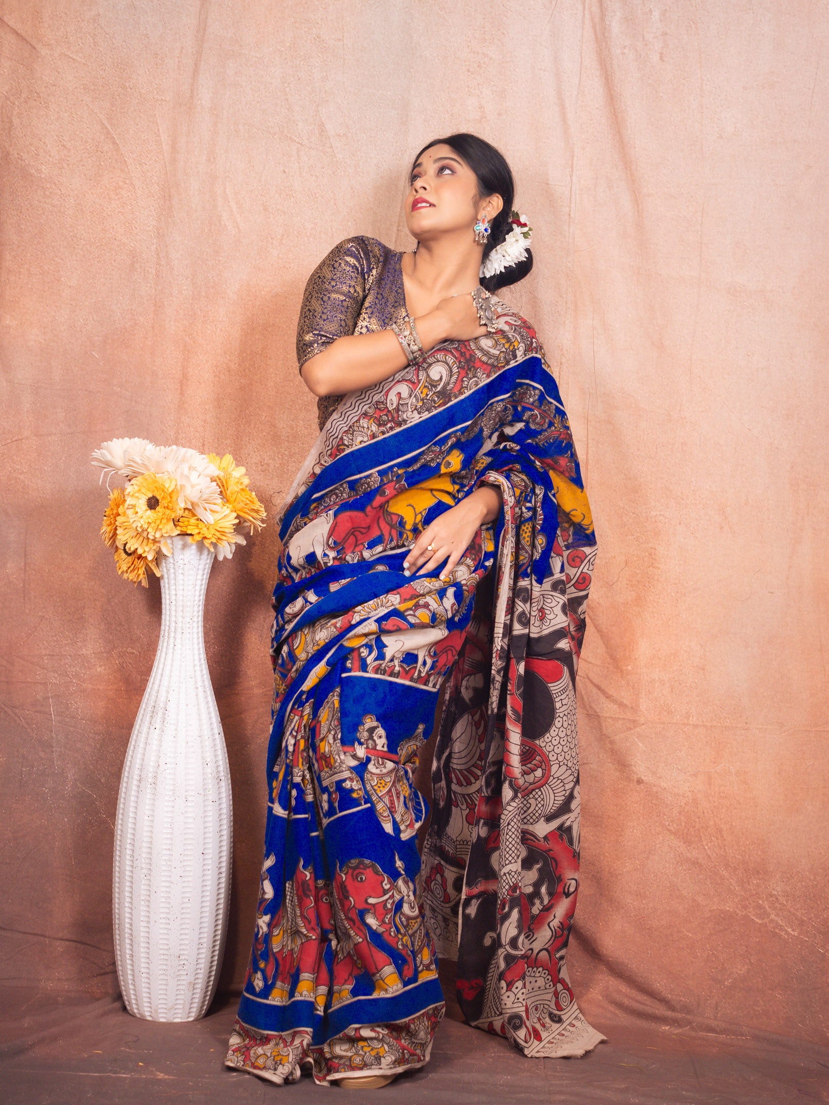 Aviary Kalamkari Cotton Saree
