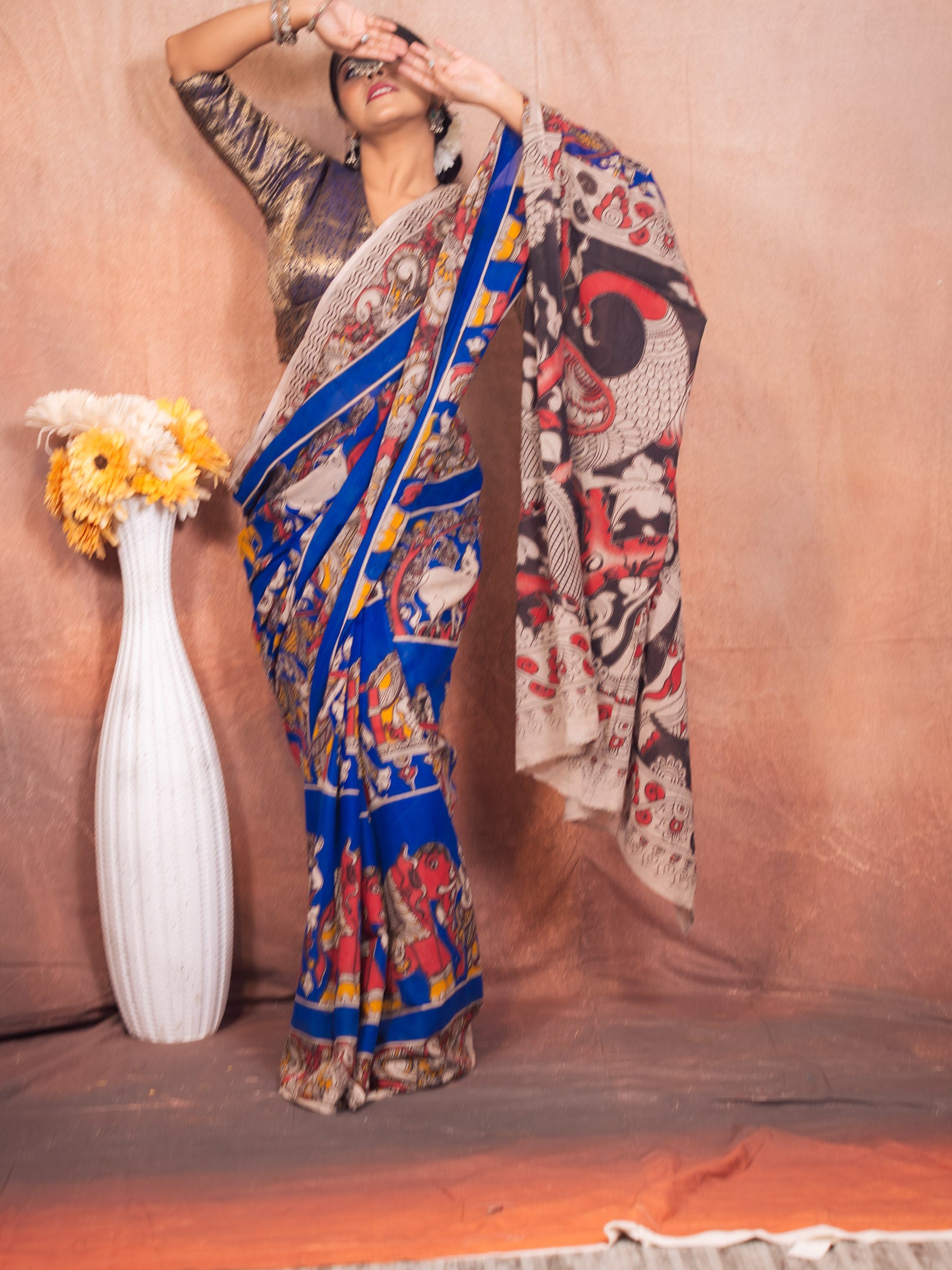 Aviary Kalamkari Cotton Saree