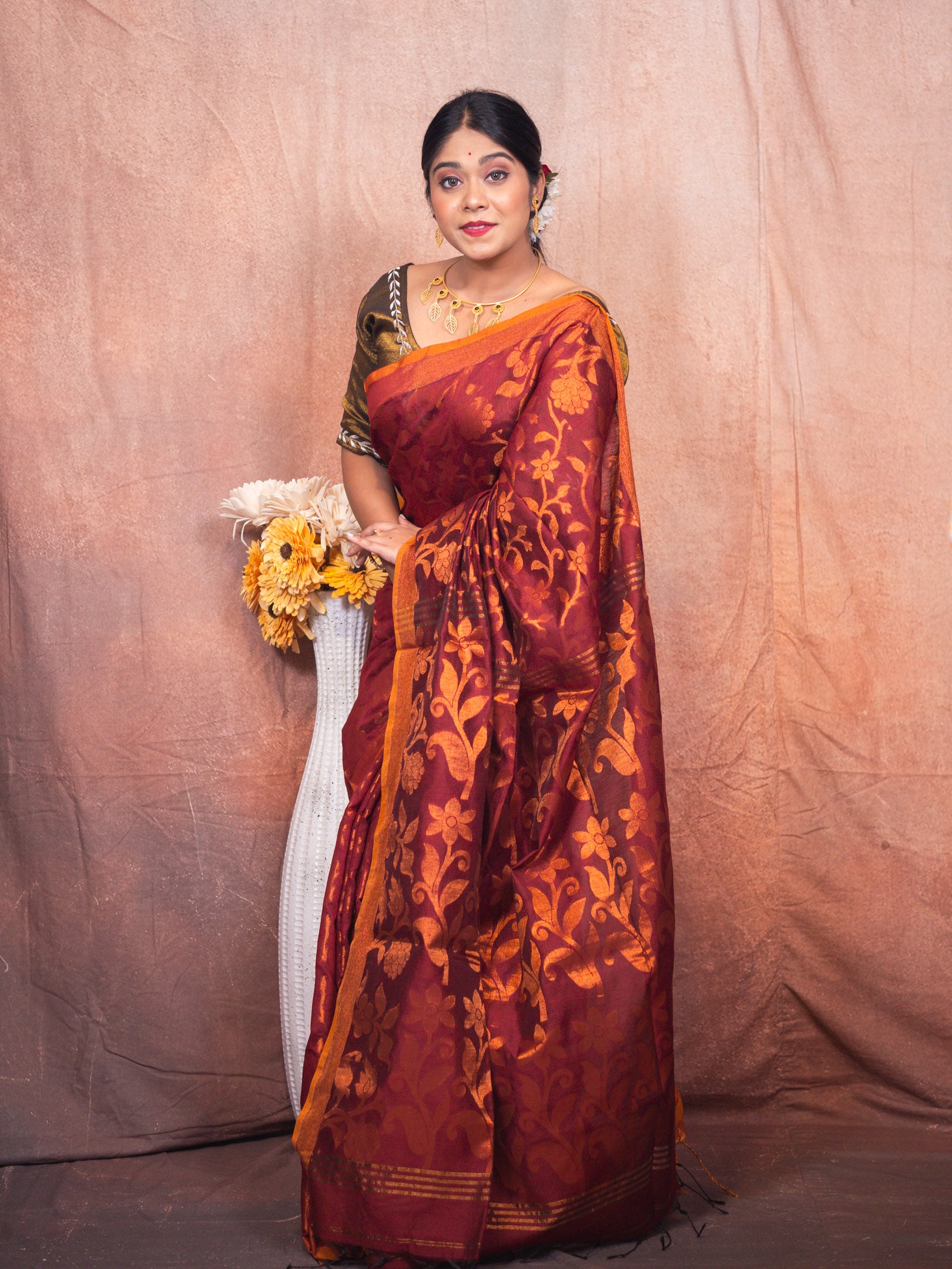 Chocolate Handloom Silk Saree