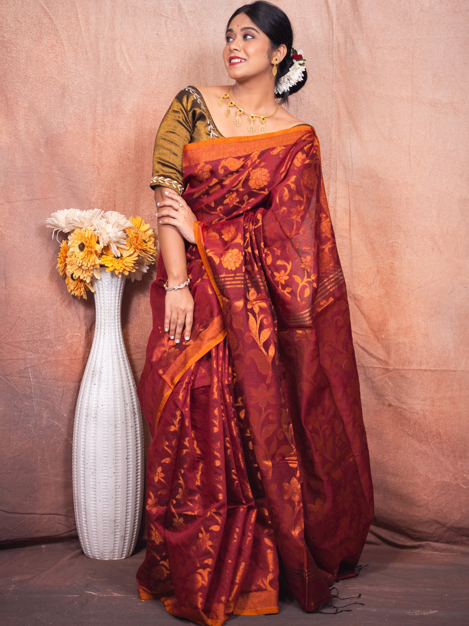 Chocolate Handloom Silk Saree