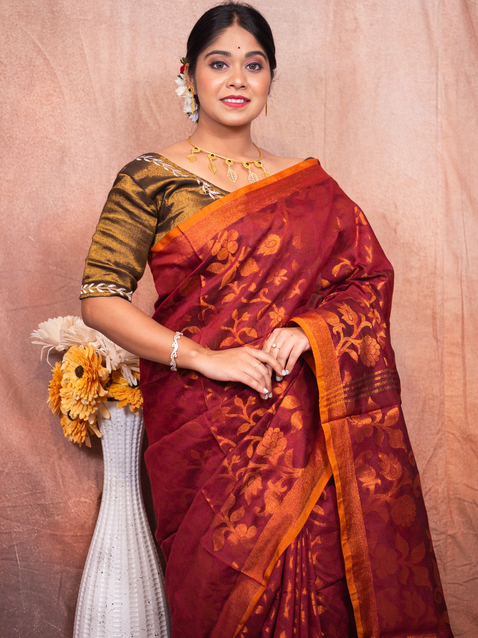 Chocolate Handloom Silk Saree