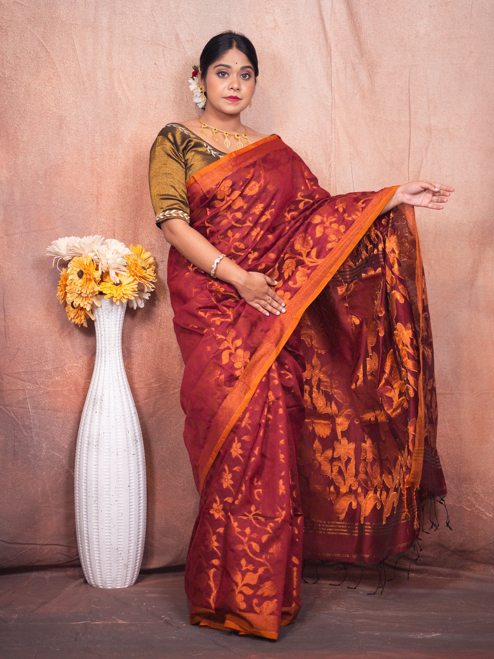 Chocolate Handloom Silk Saree