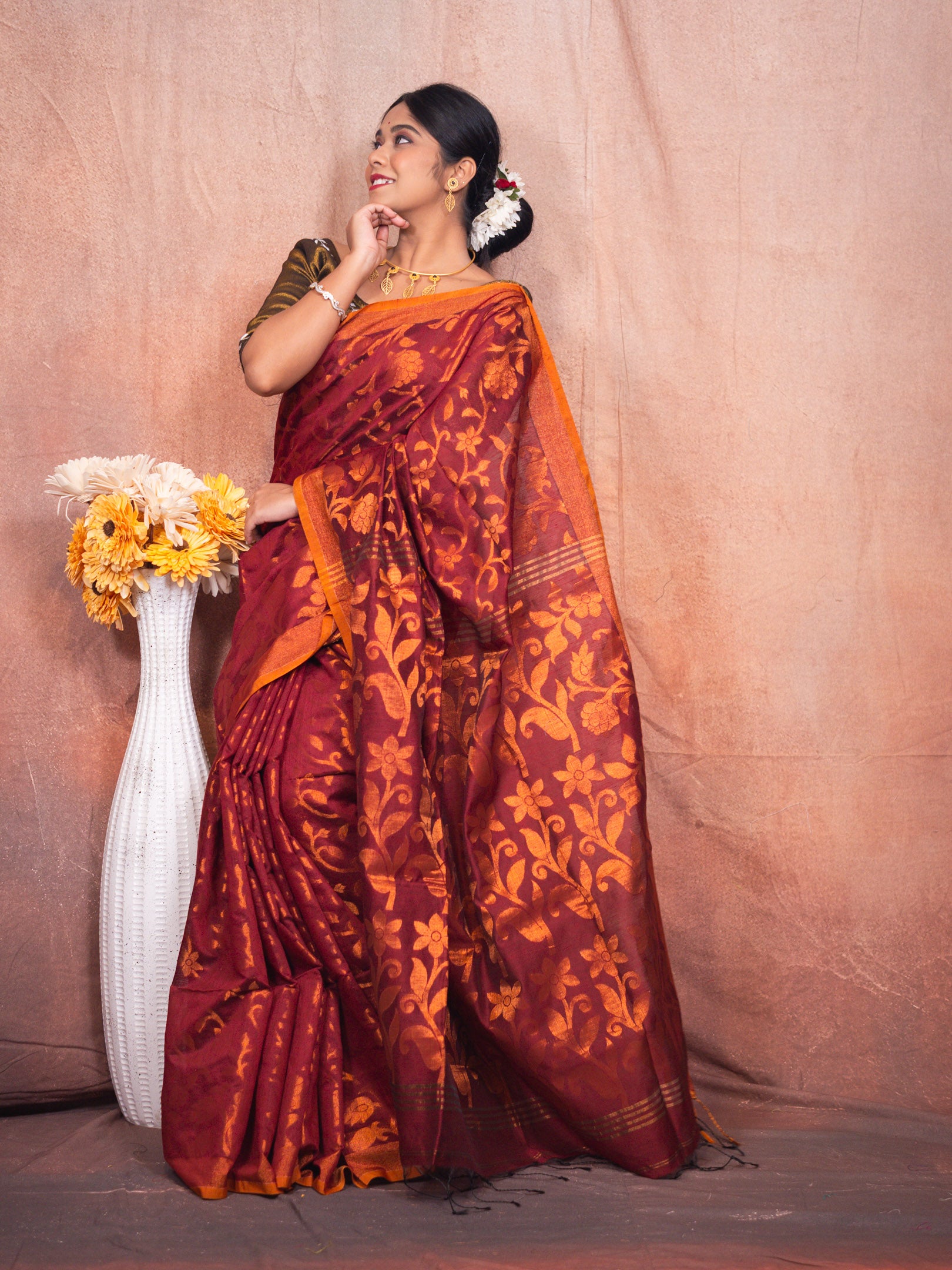 Chocolate Handloom Silk Saree