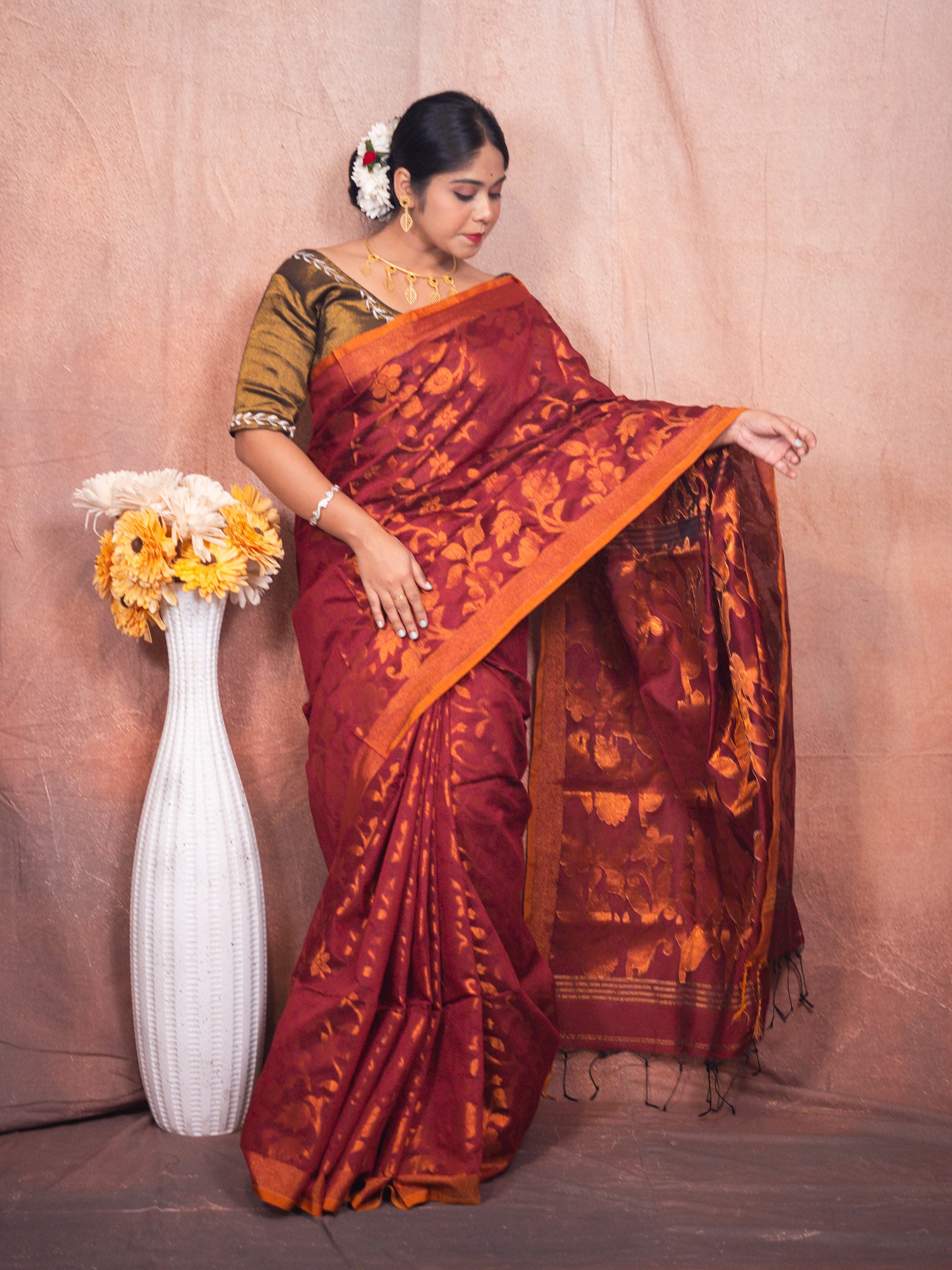 Chocolate Handloom Silk Saree