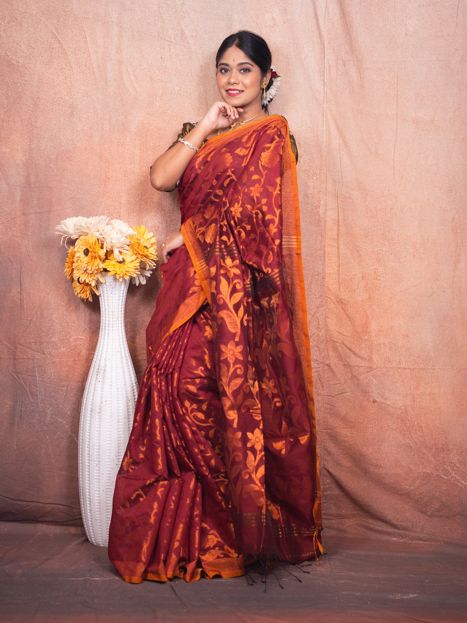 Chocolate Handloom Silk Saree