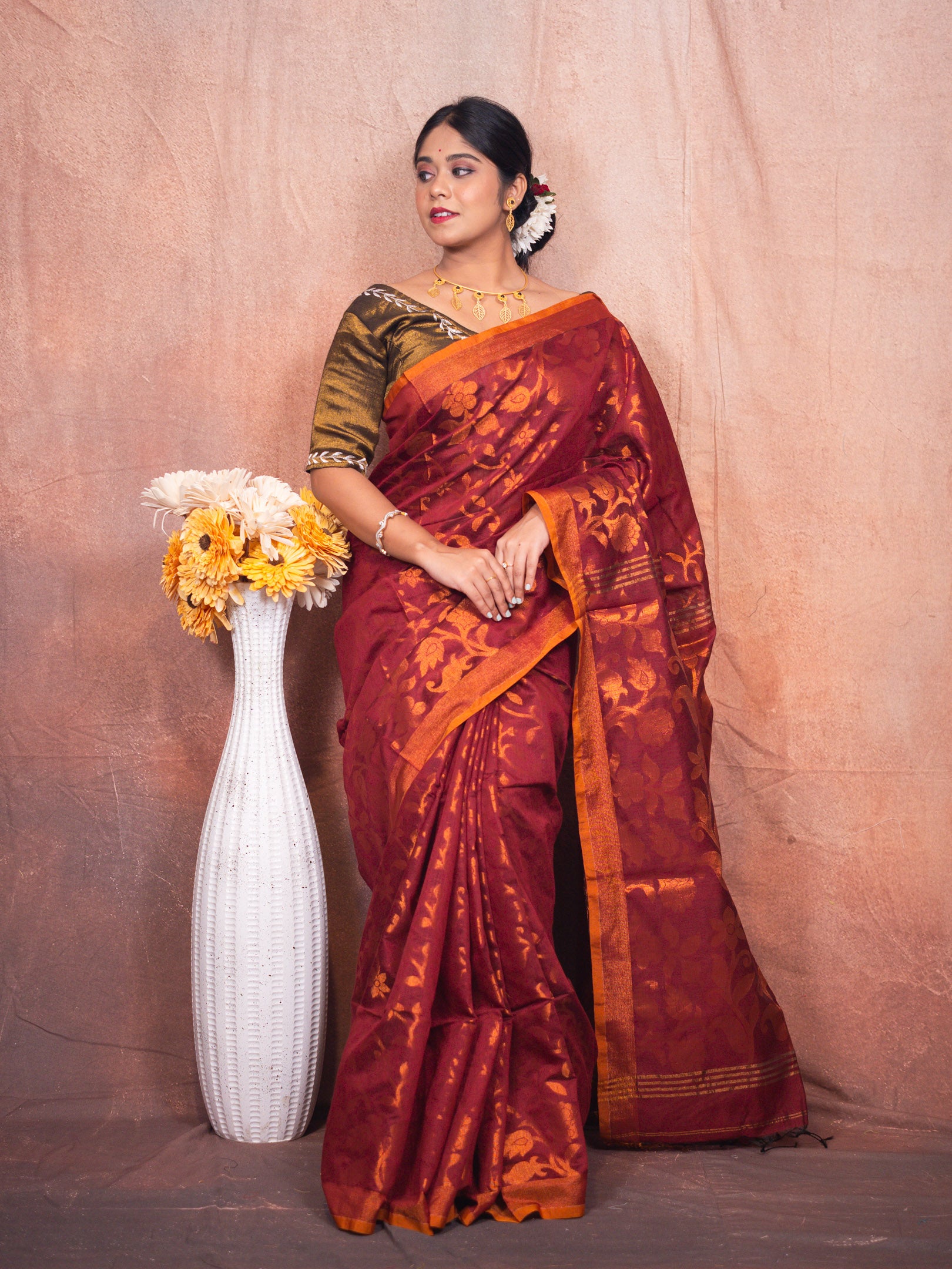 Chocolate Handloom Silk Saree