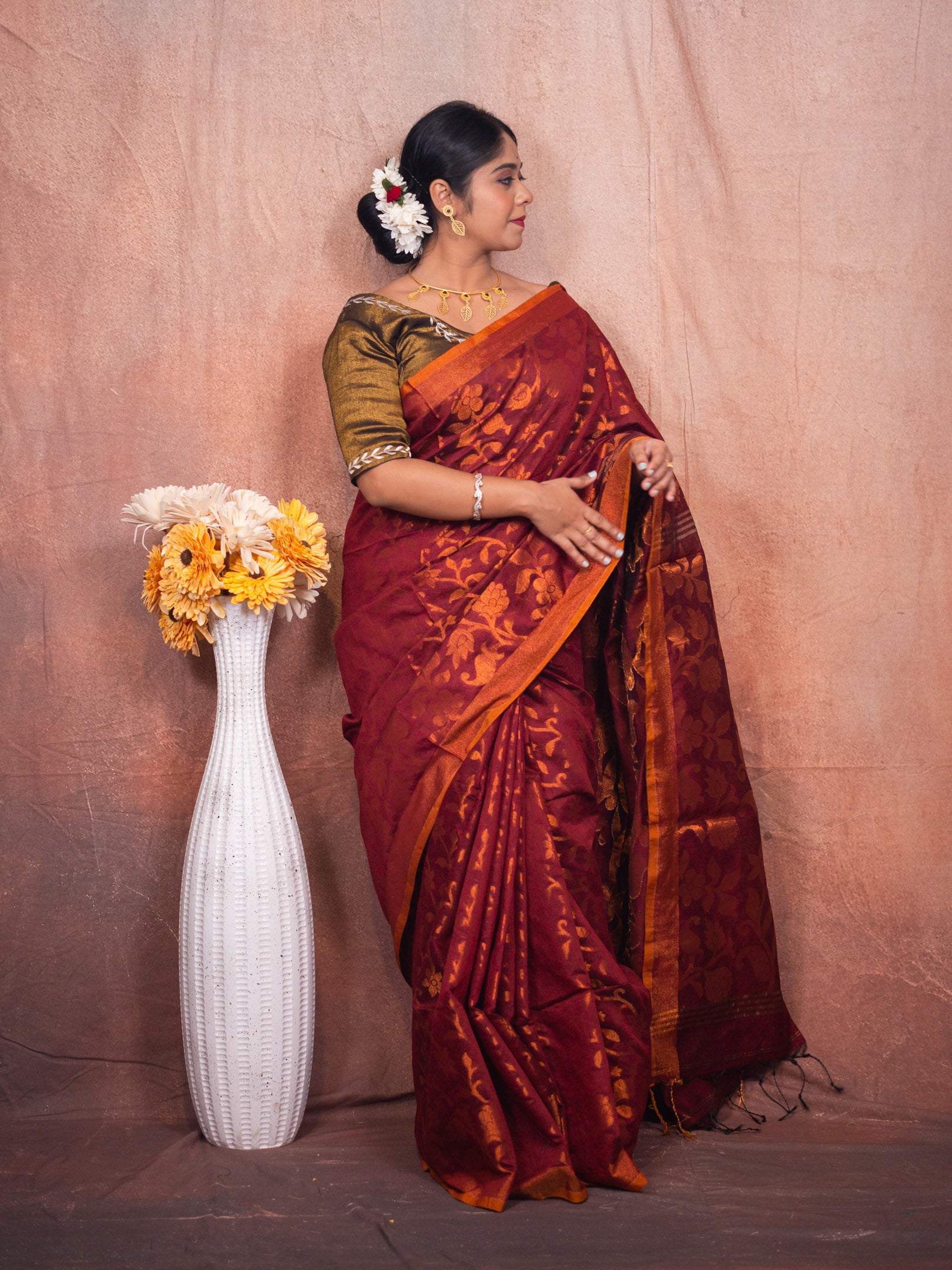 Chocolate Handloom Silk Saree