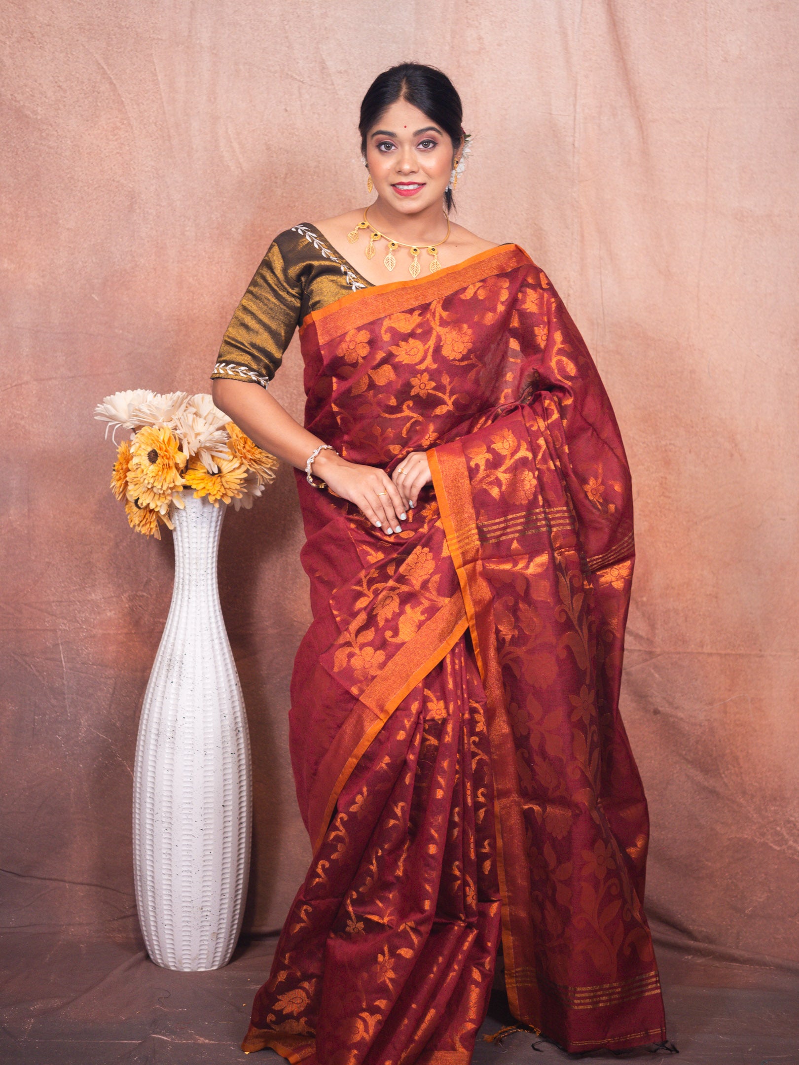 Chocolate Handloom Silk Saree