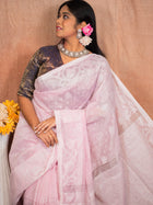 Powder Handloom Silk Saree