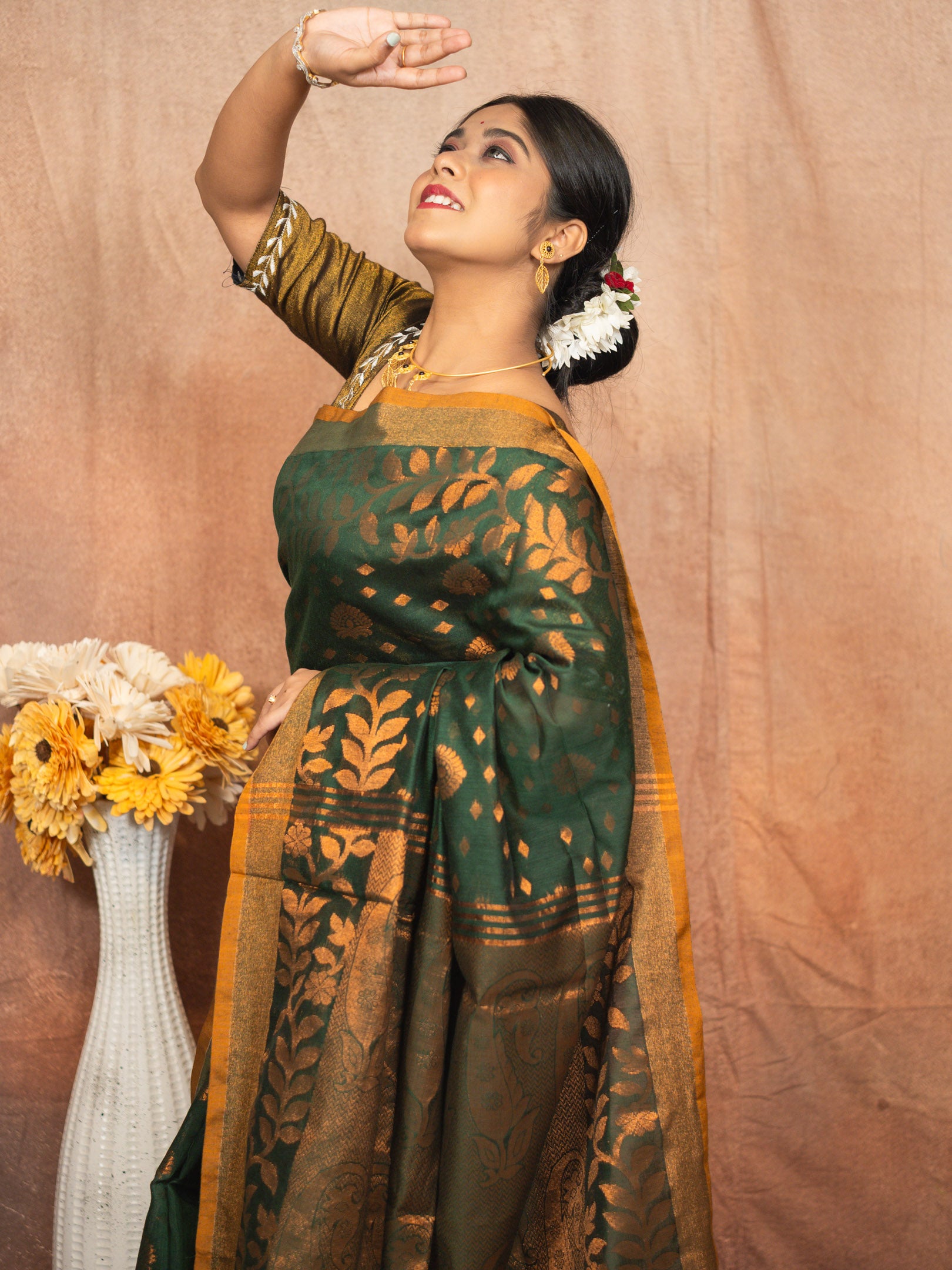 Deep Green Handloom Silk Saree