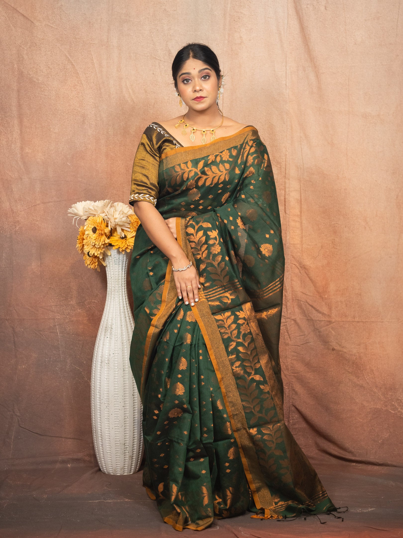 Deep Green Handloom Silk Saree