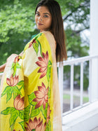 Kheshtra hand painted silk Saree - Uttariya